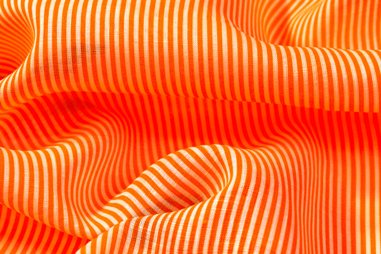 Striped Italian Linen - Orange / White