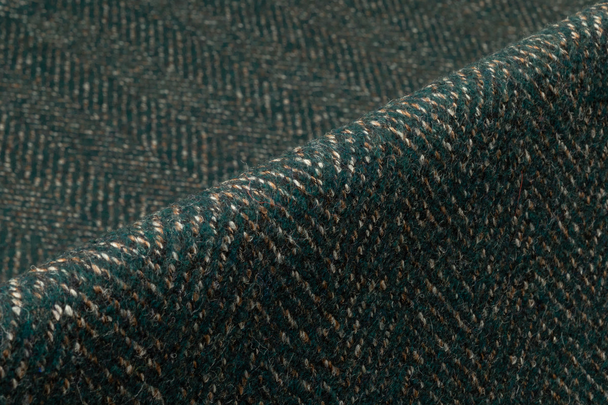 Herringbone Italian Wool Coating - Green / Brown