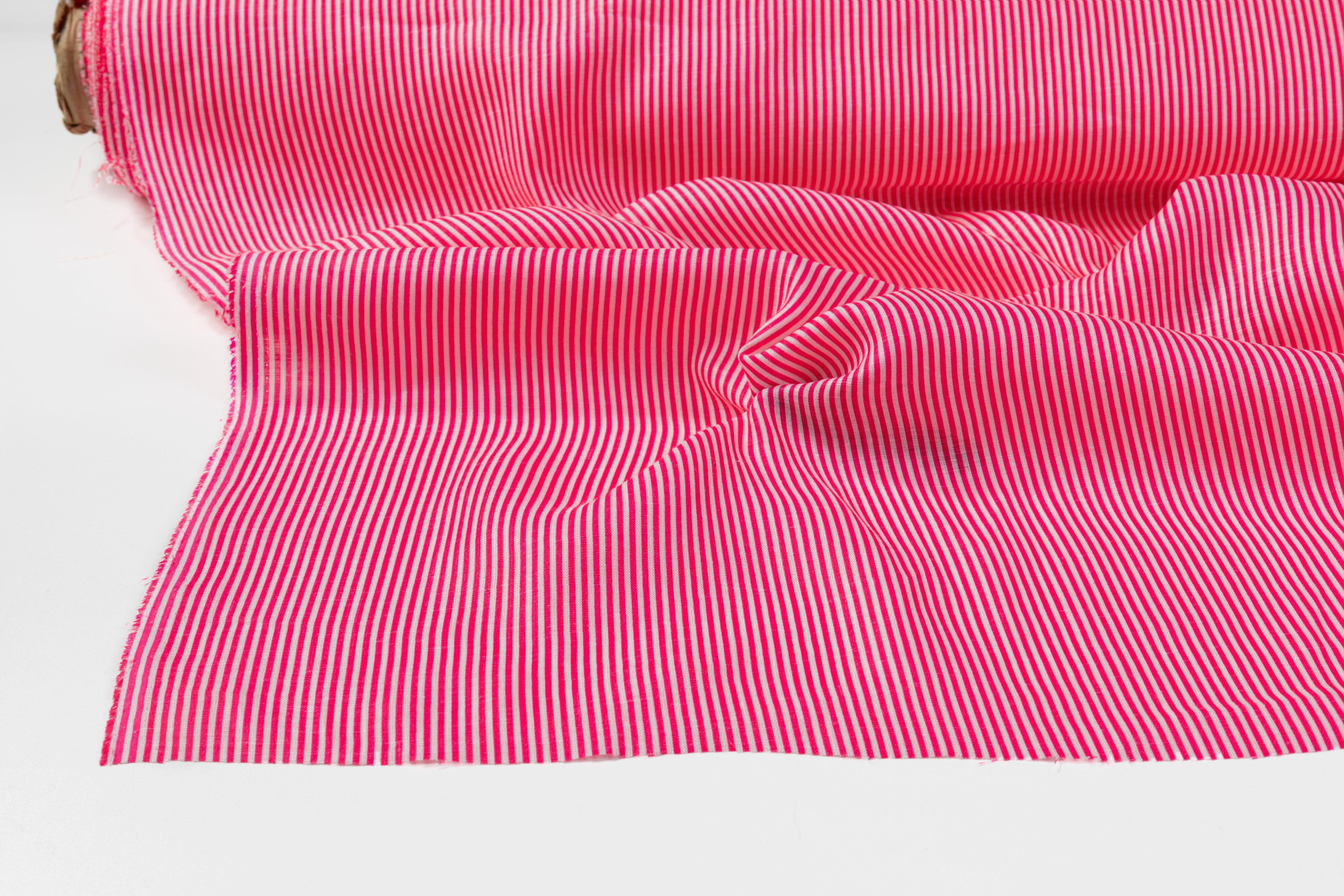 Striped Italian Linen - Pink / White
