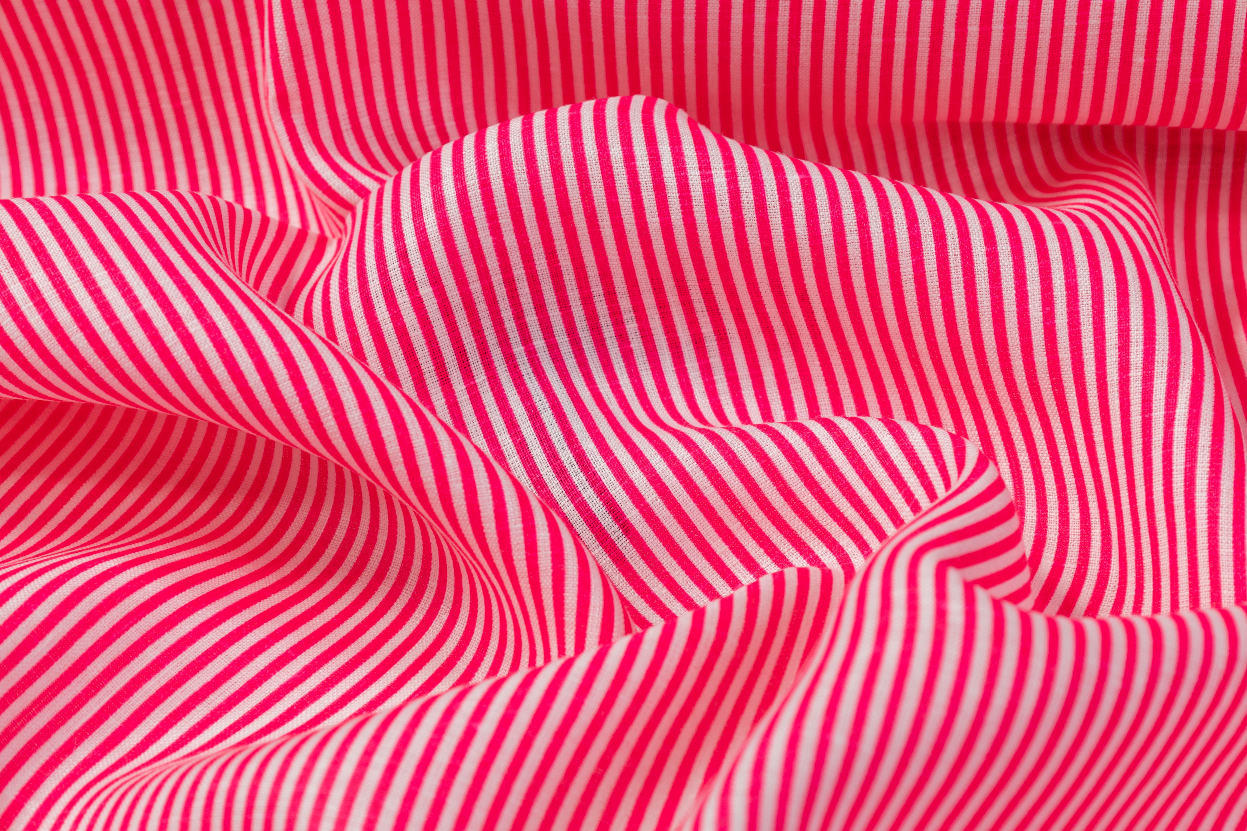 Striped Italian Linen - Pink / White