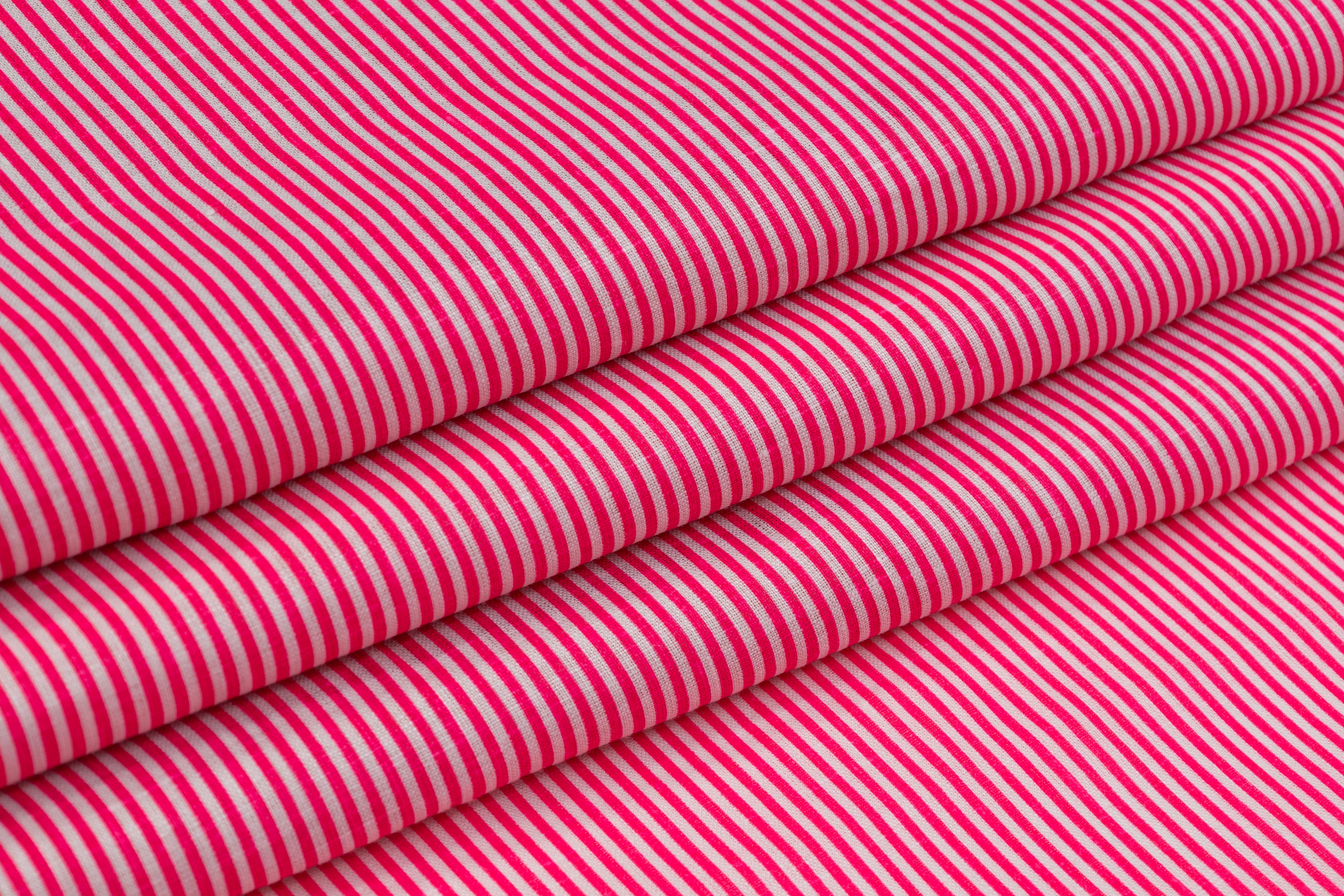 Striped Italian Linen - Pink / White