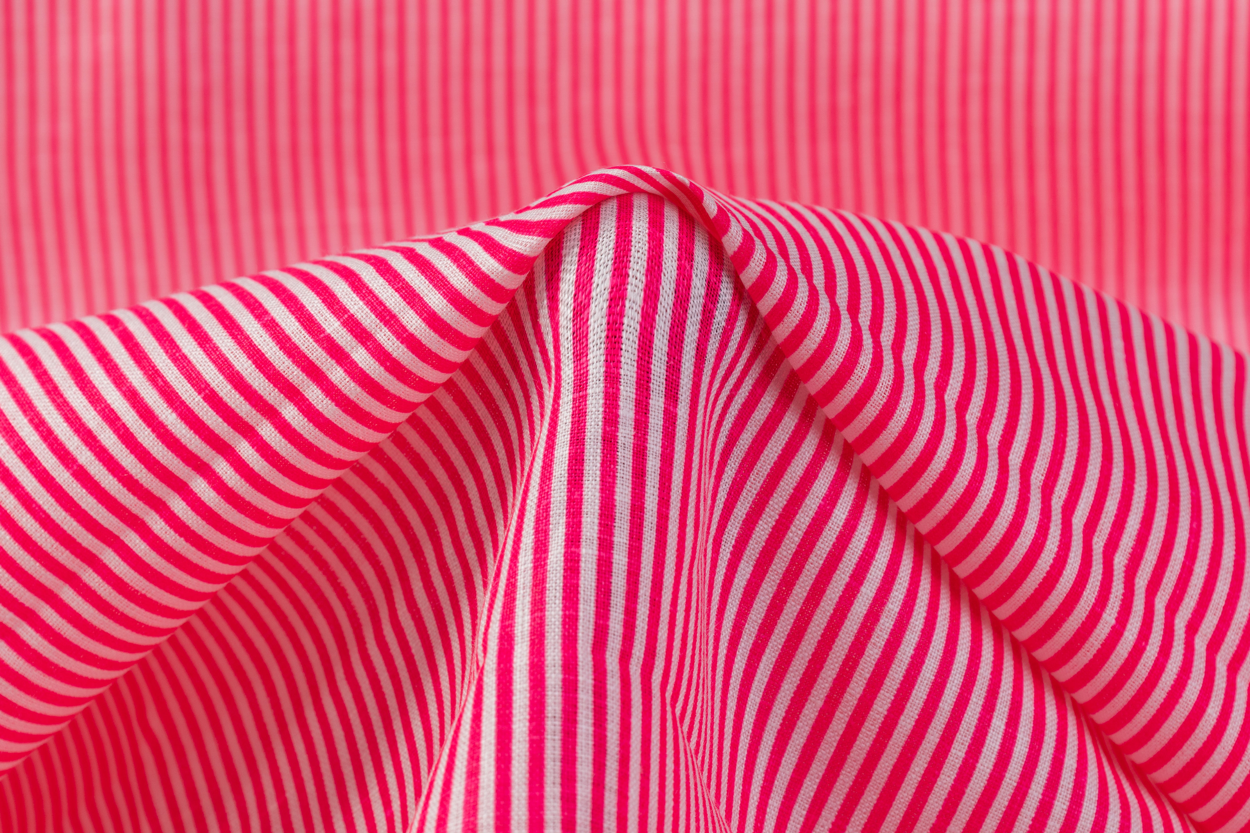Striped Italian Linen - Pink / White