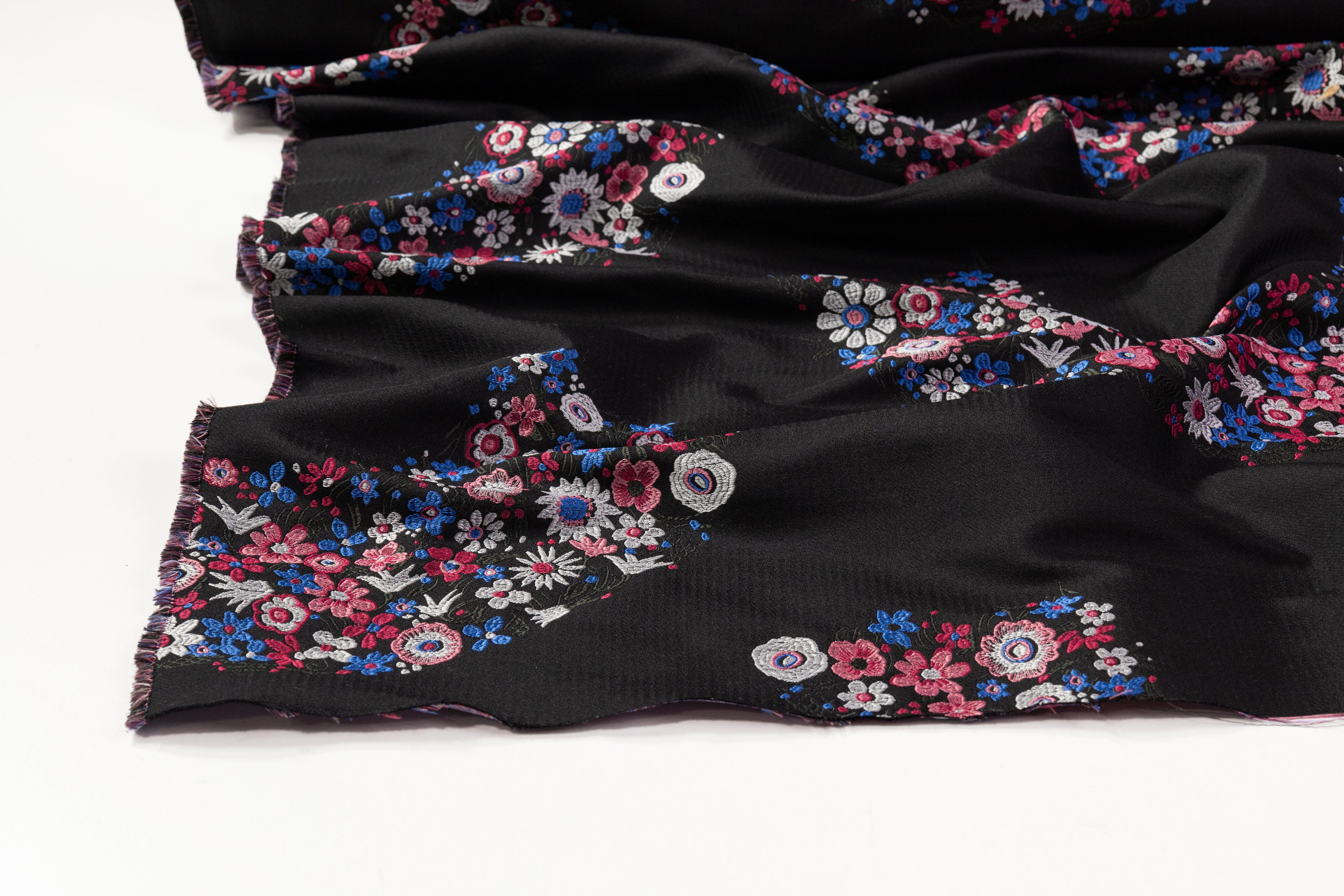 Valentino - Silk Blend Brocade - Black / Blue / Pink