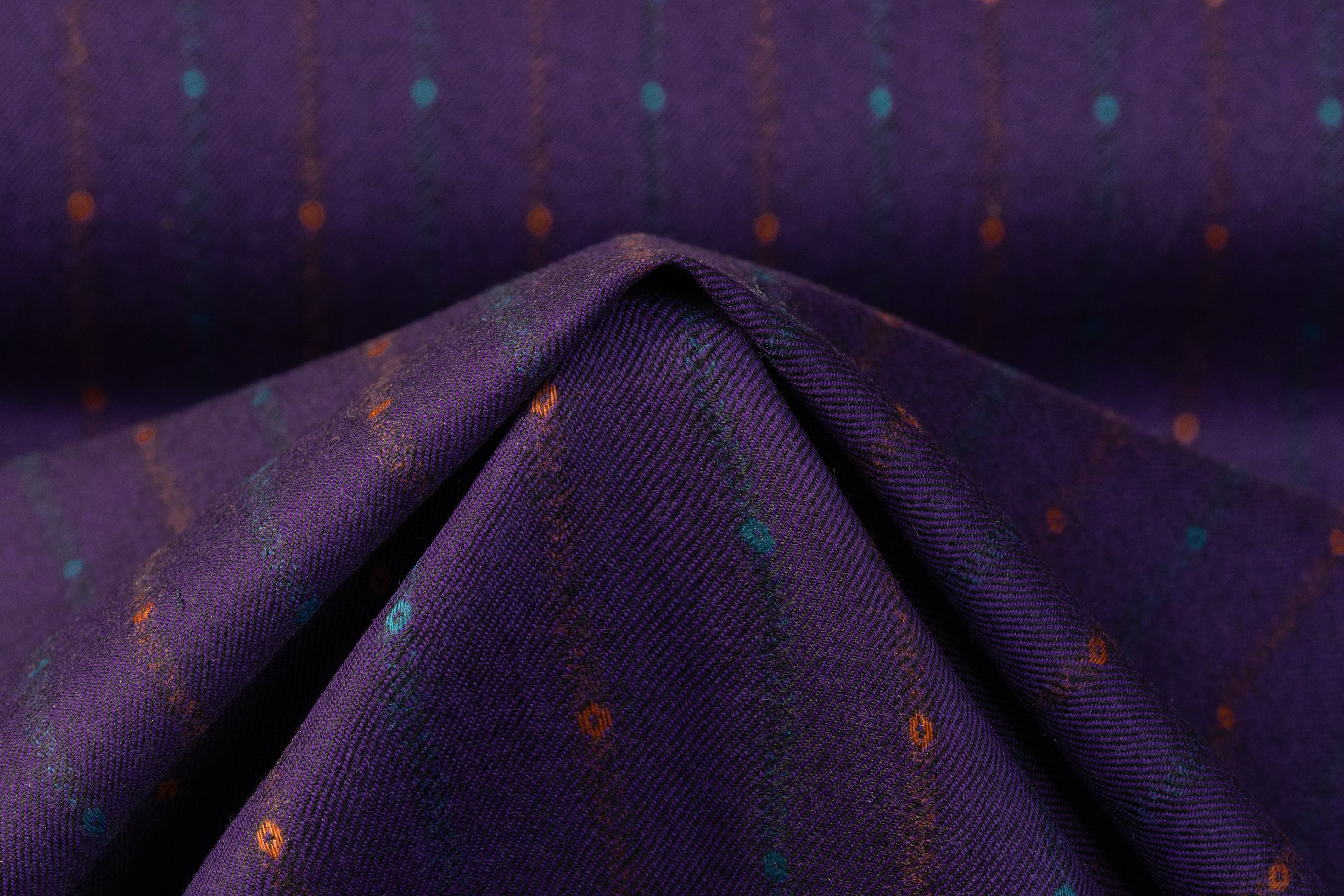 Striped Italian Wool Suiting - Purple