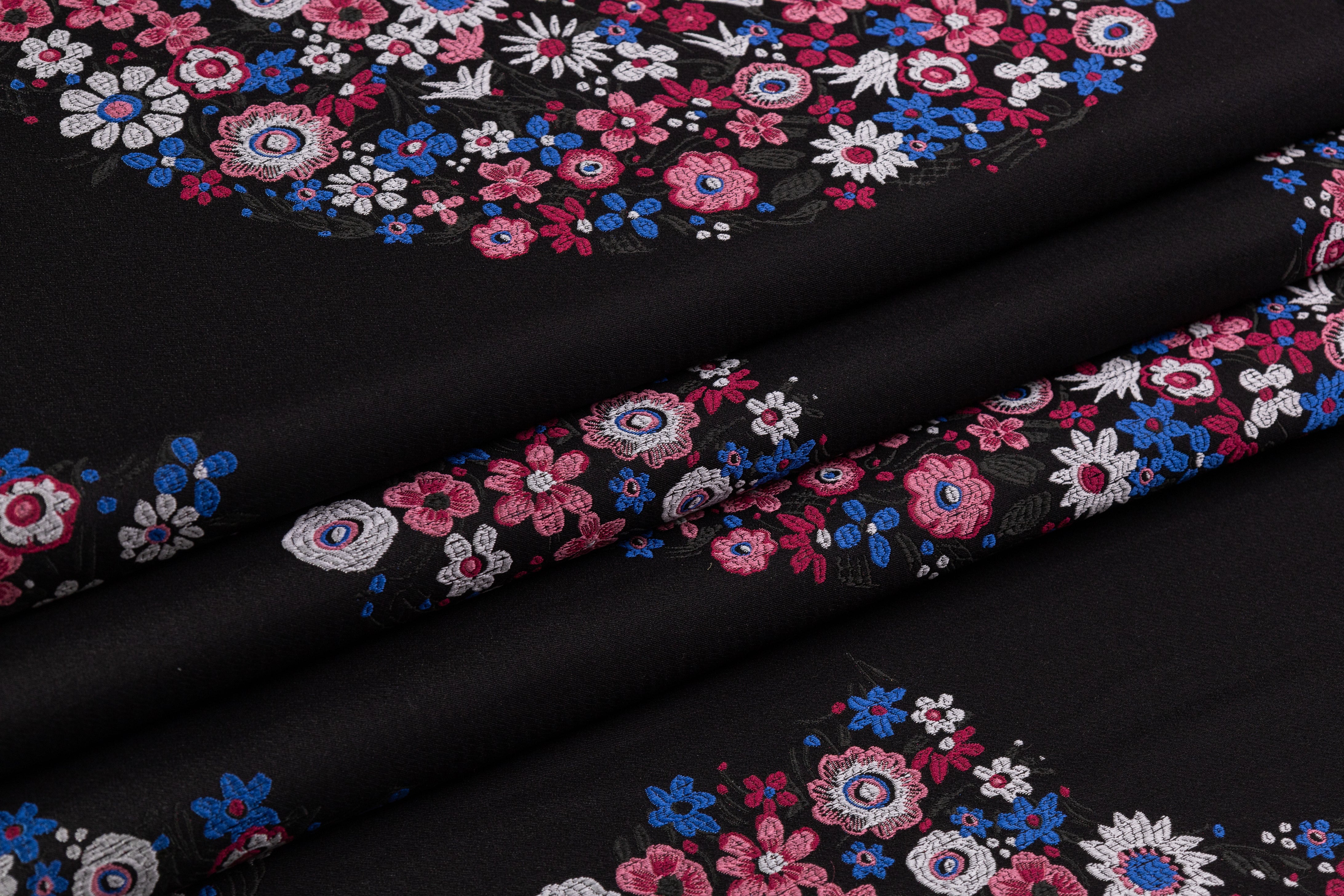 Valentino - Silk Blend Brocade - Black / Blue / Pink