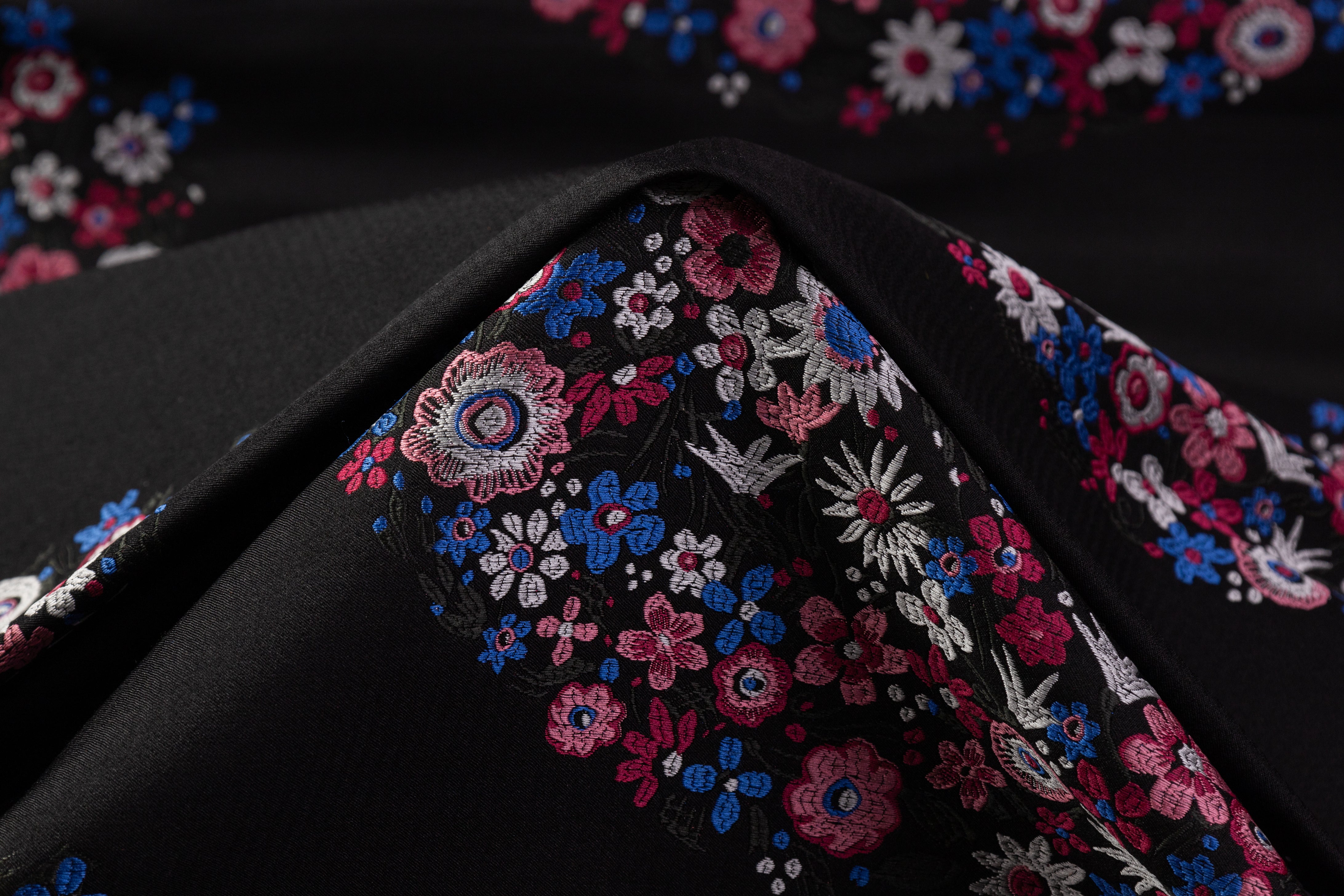 Valentino - Silk Blend Brocade - Black / Blue / Pink