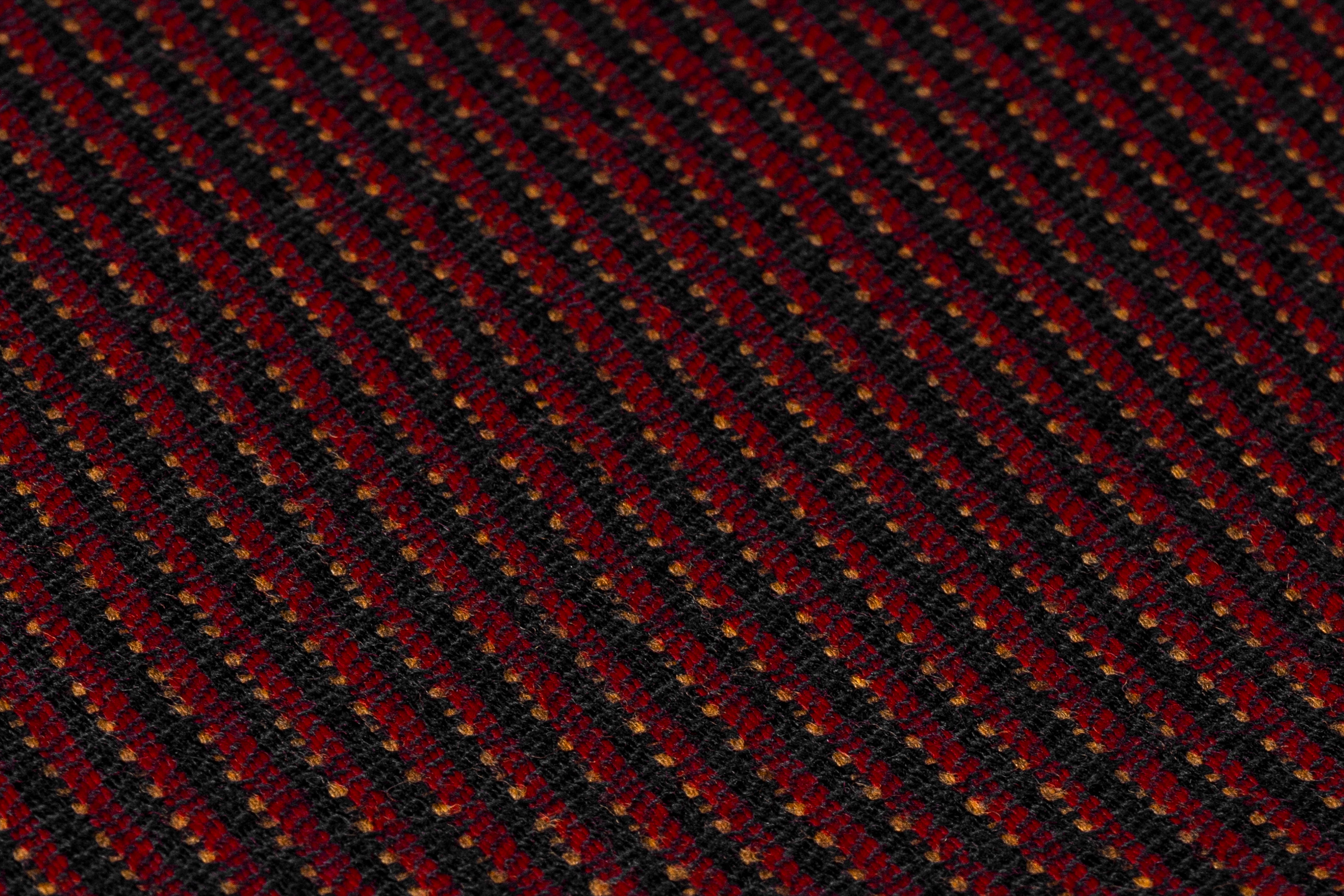 Textured Striped Italian Wool Suiting - Red / Camel / Black