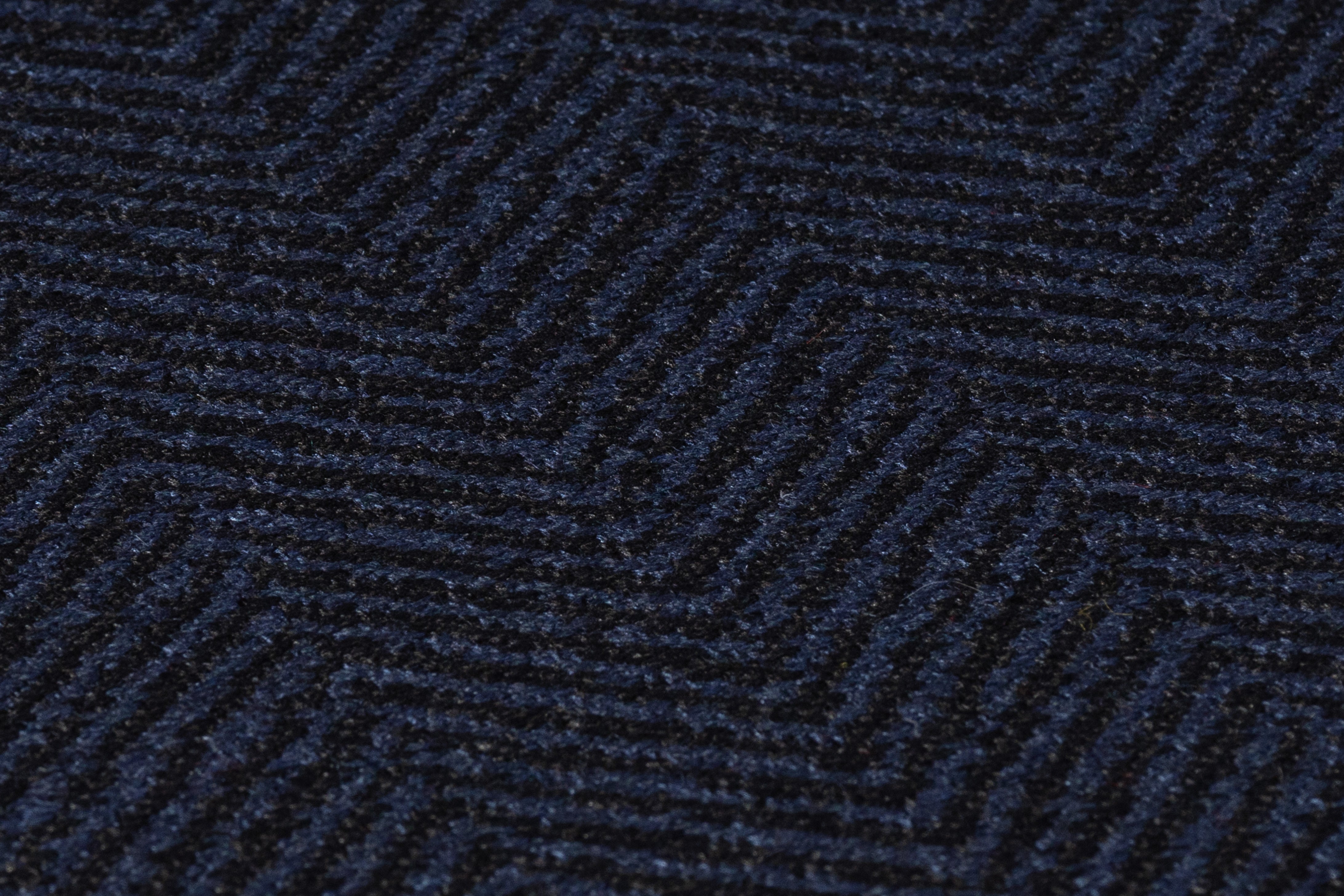 Italian Chevron Silk and Wool Blend - Navy / Black