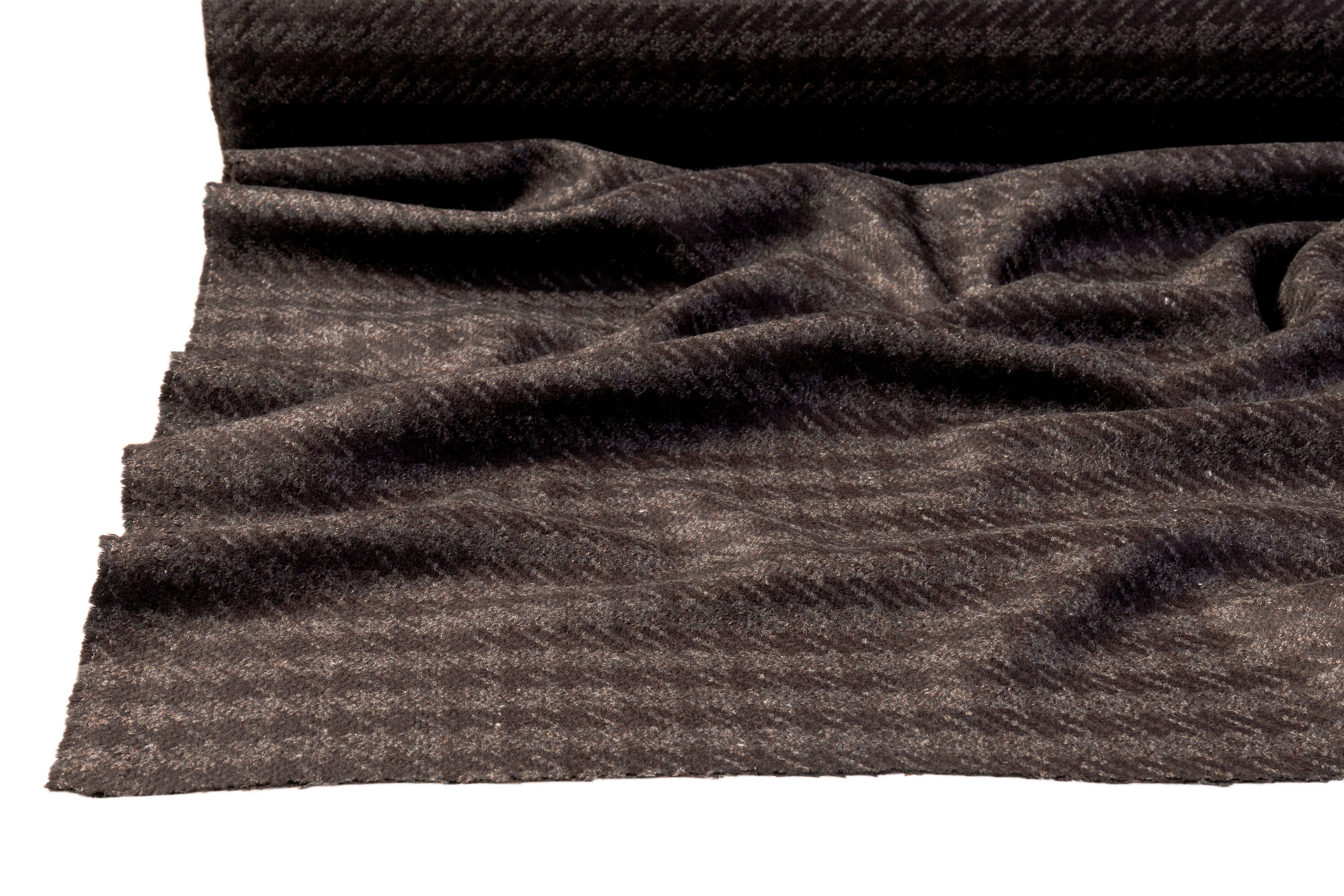 Houndstooth Italian Wool Coating - Smoky Brown