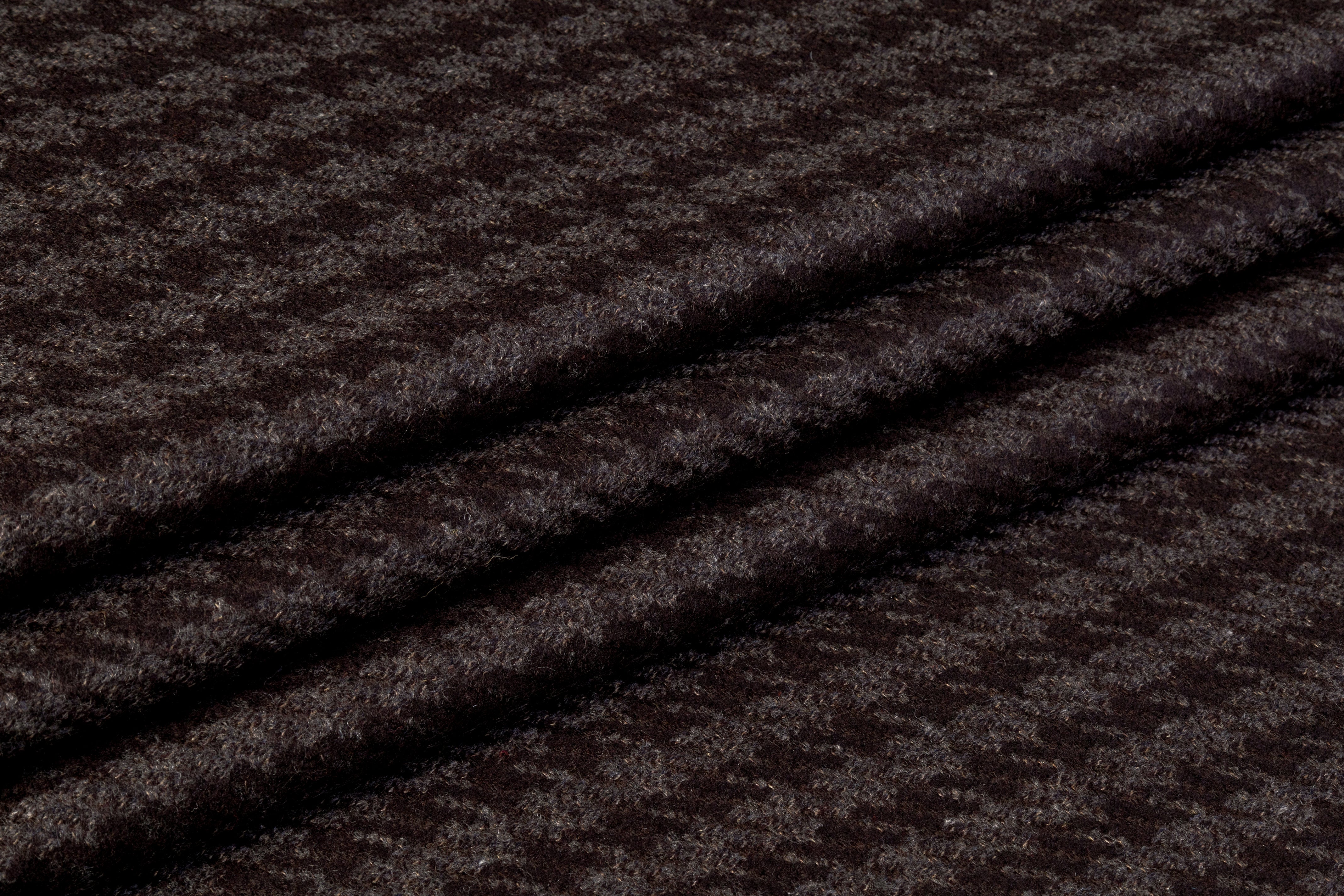 Houndstooth Italian Wool Coating - Smoky Brown