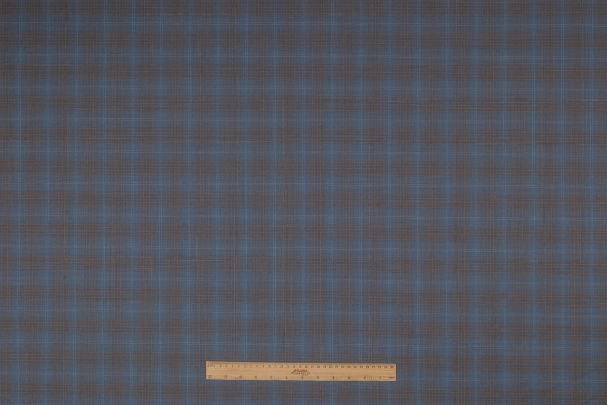 Reda - Checked Italian Superfine Wool Suiting - Blue / Brown
