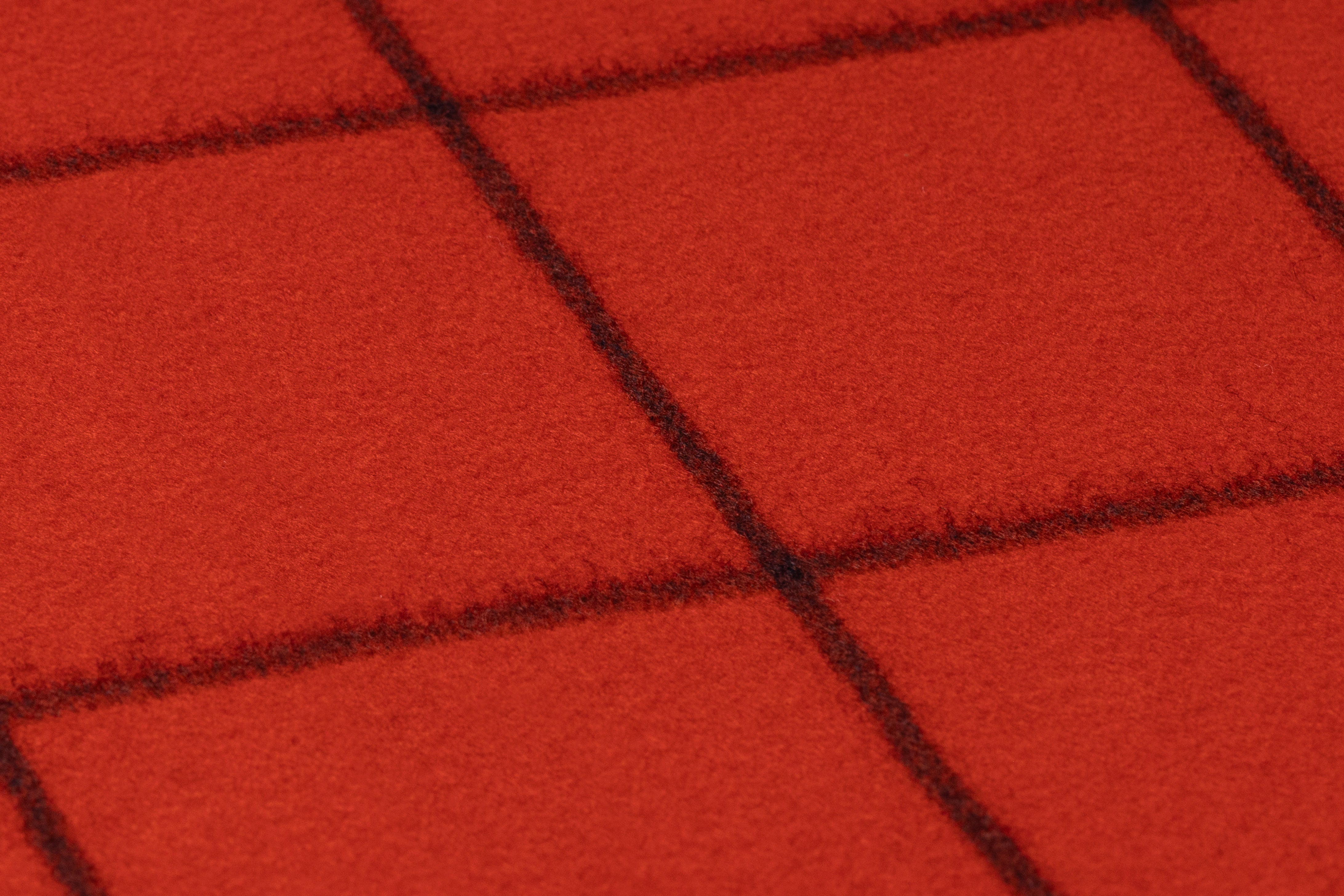 Windowpane Italian Wool Nylon Suiting - Orange / Black