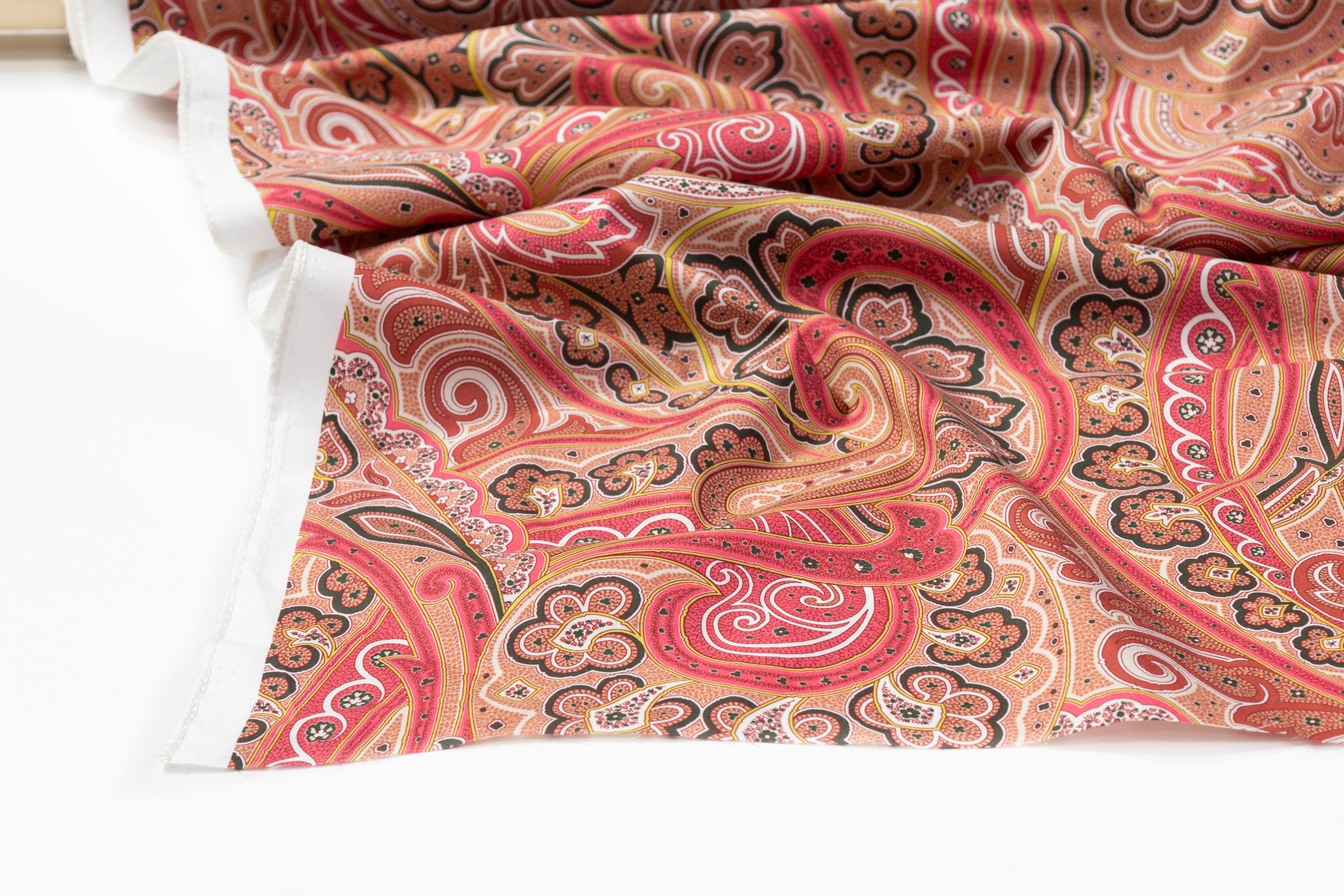 Paisley Printed Italian Cotton - Peach / Pink