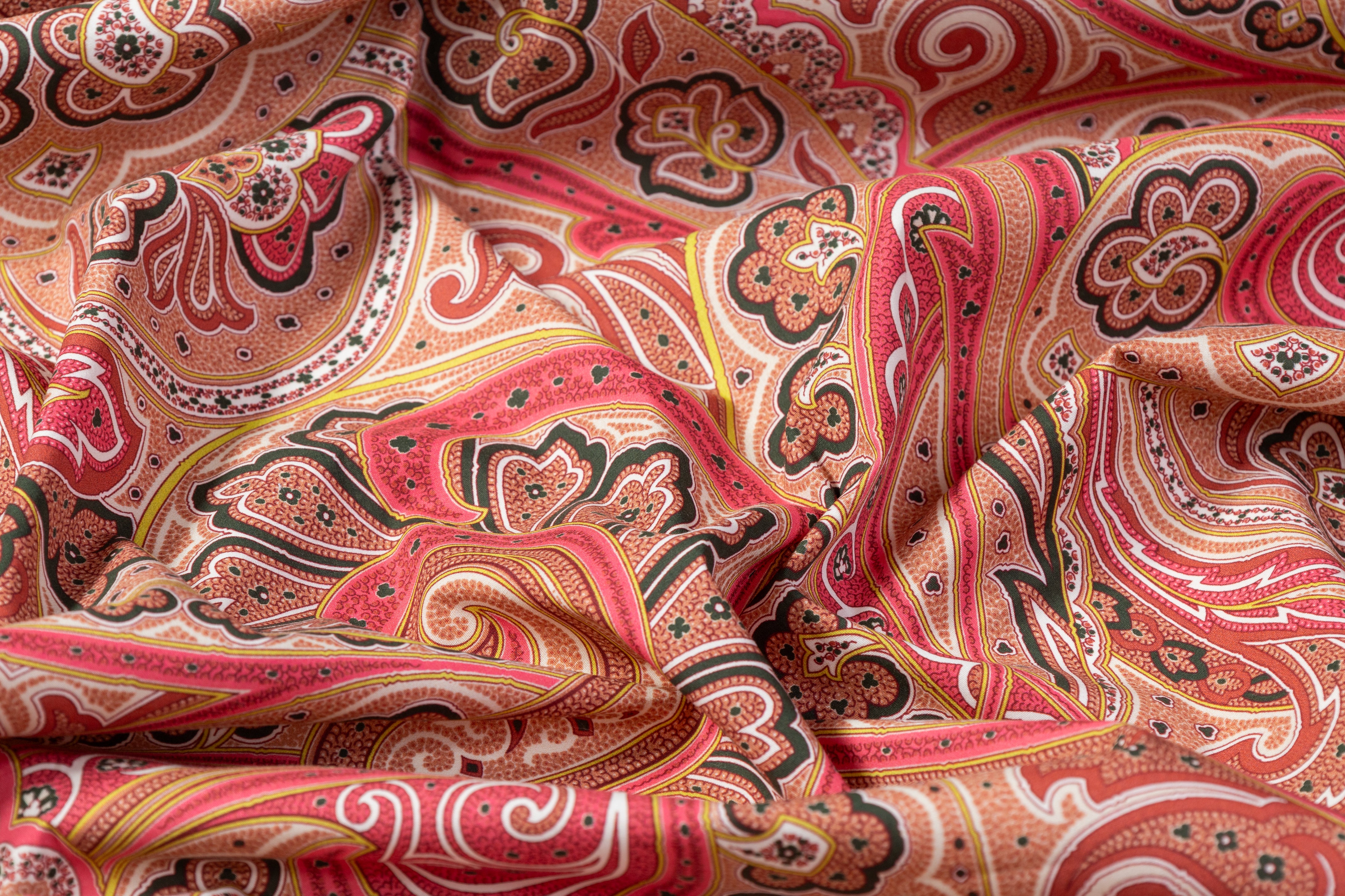 Paisley Printed Italian Cotton - Peach / Pink