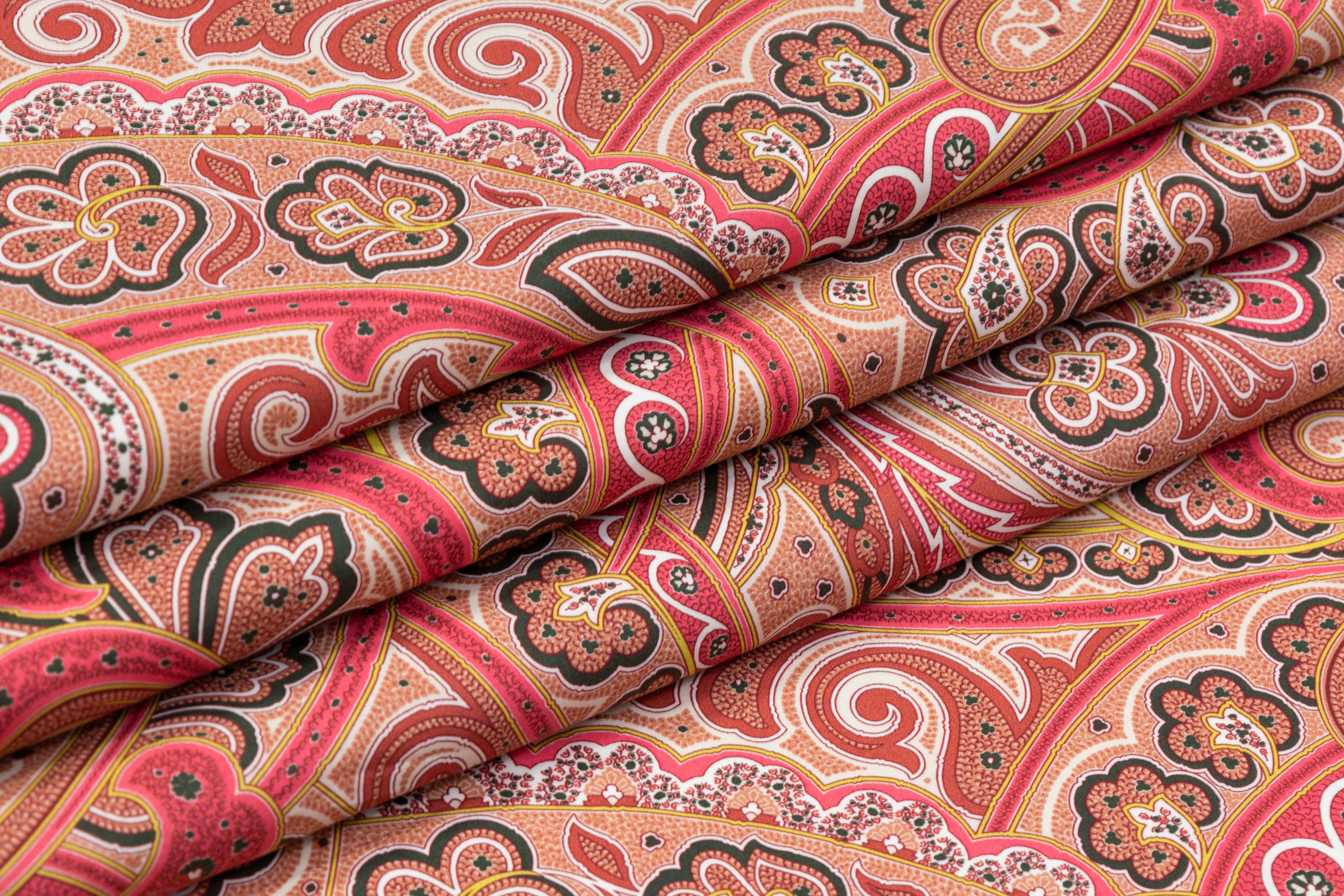 Paisley Printed Italian Cotton - Peach / Pink