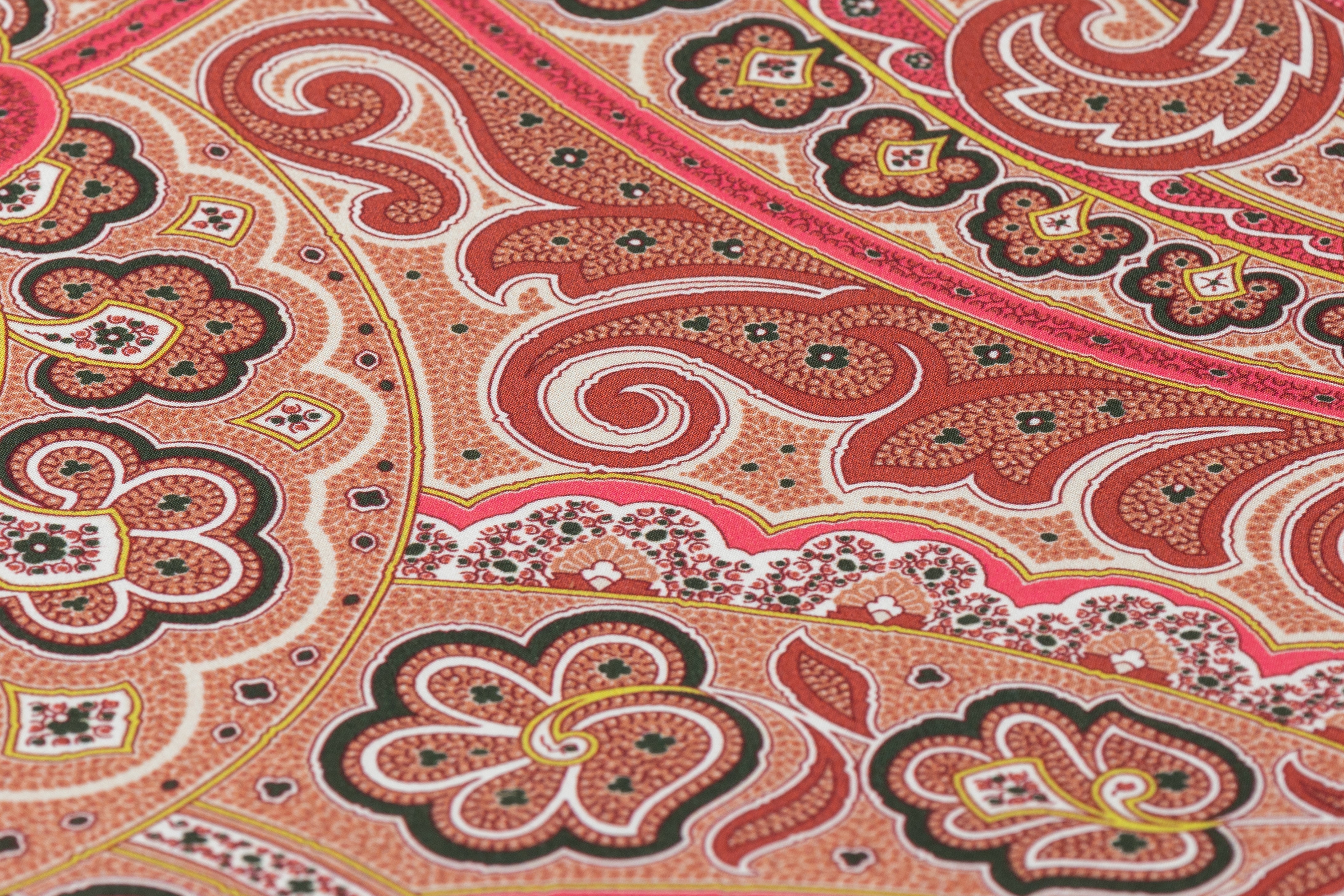 Paisley Printed Italian Cotton - Peach / Pink