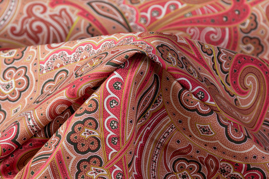 Paisley Printed Italian Cotton - Peach / Pink