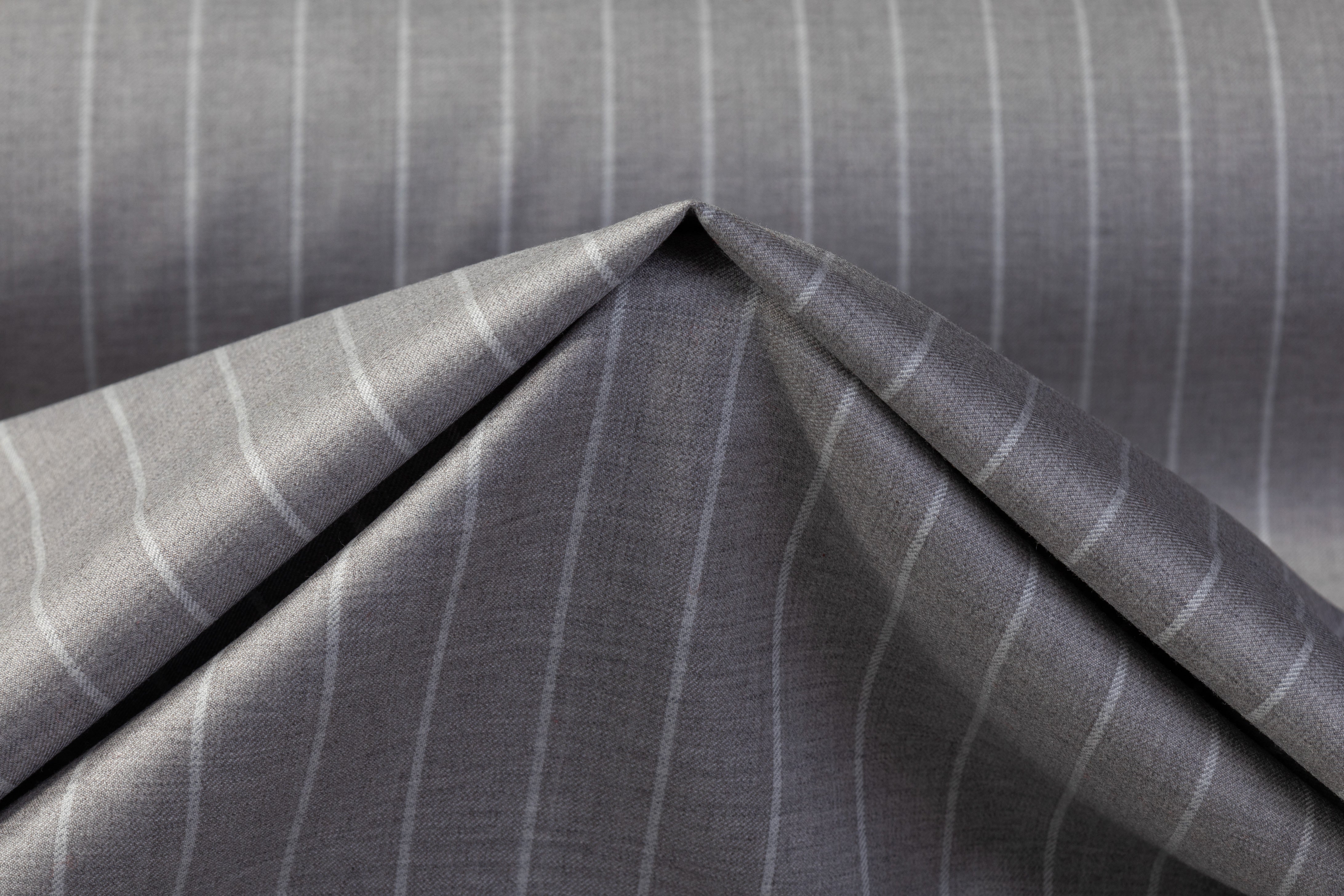Vitale Barberis Canonico - Striped Italian Wool Suiting - Gray