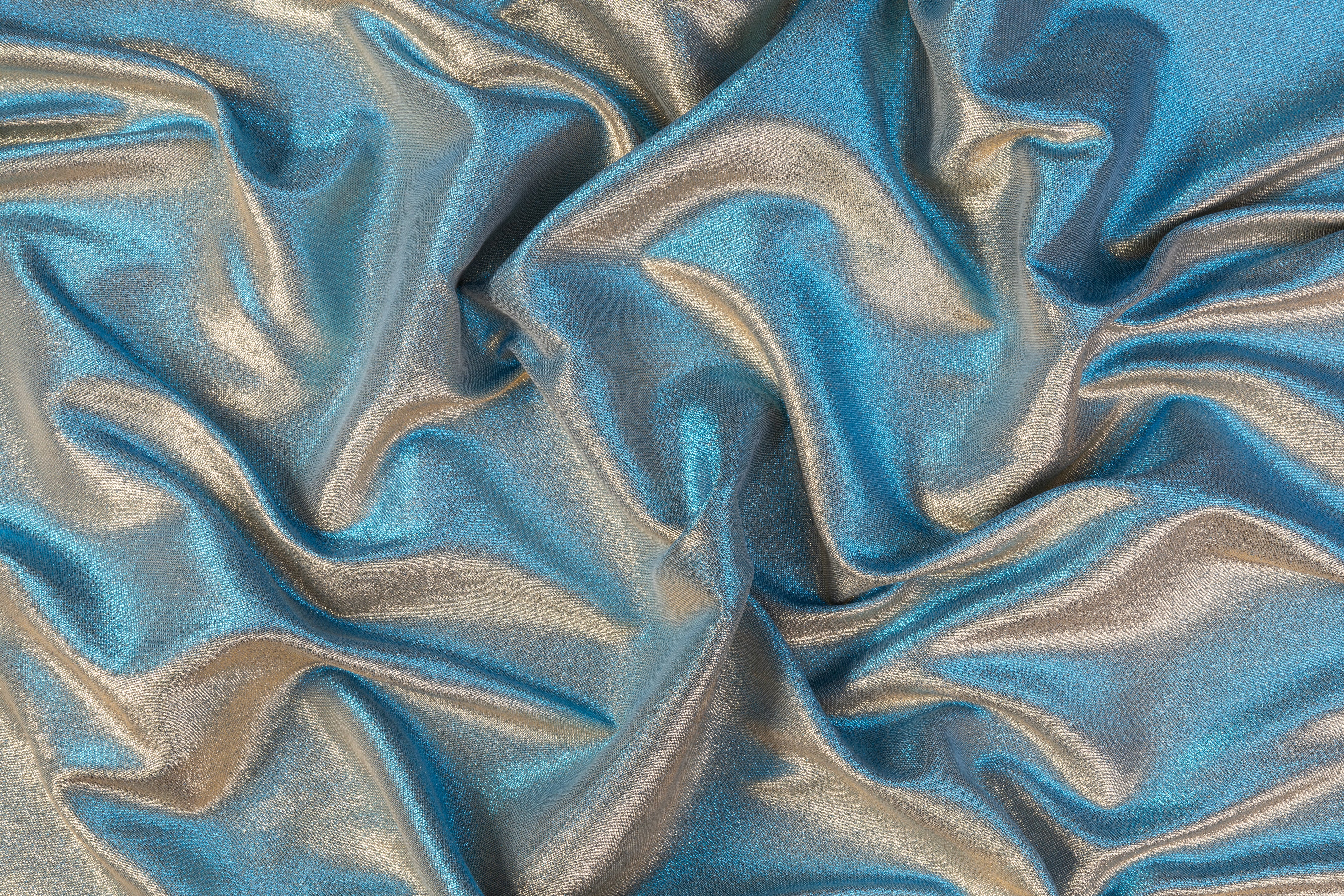 Iridescent Metallic Brocade - Blue / Gold
