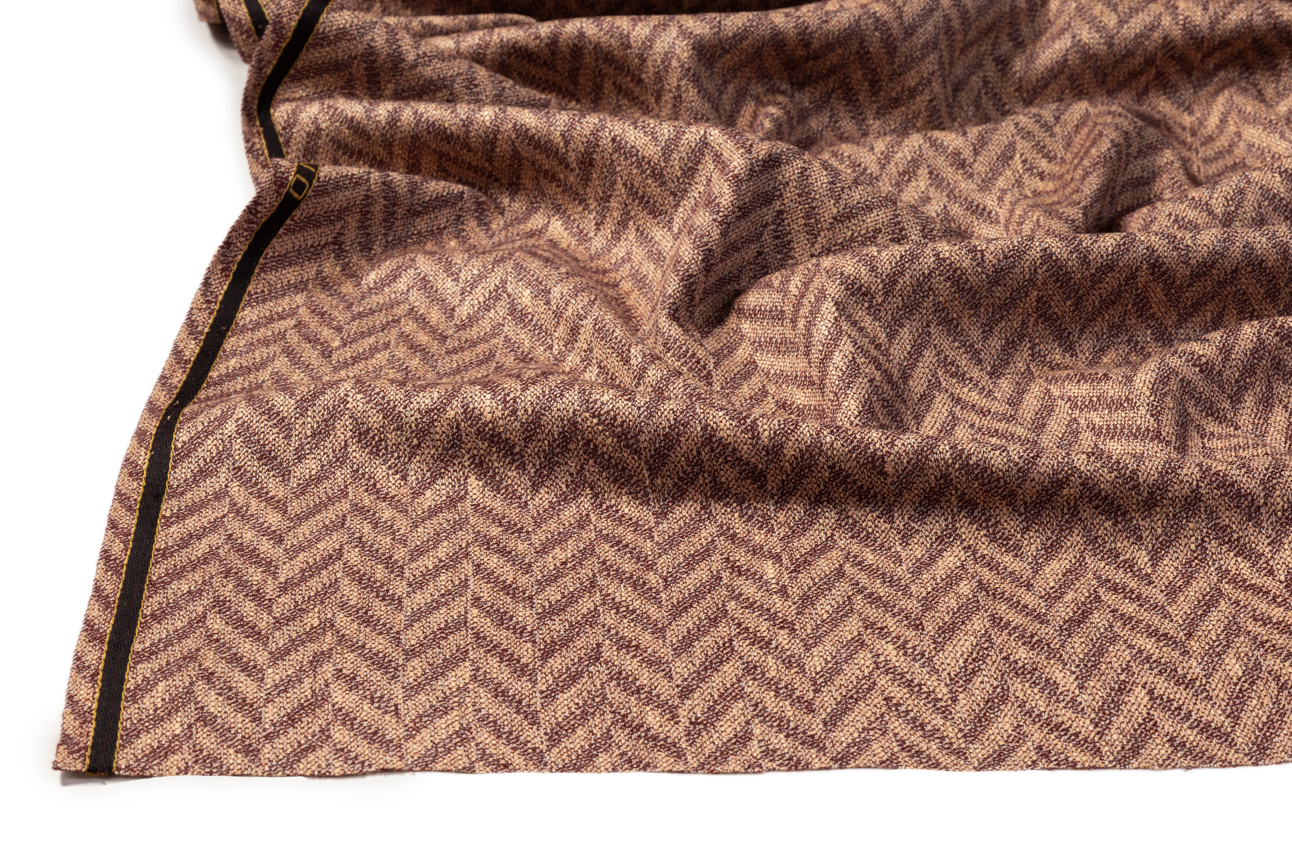 Herringbone Italian Wool Suiting - Dark Mauve / Beige