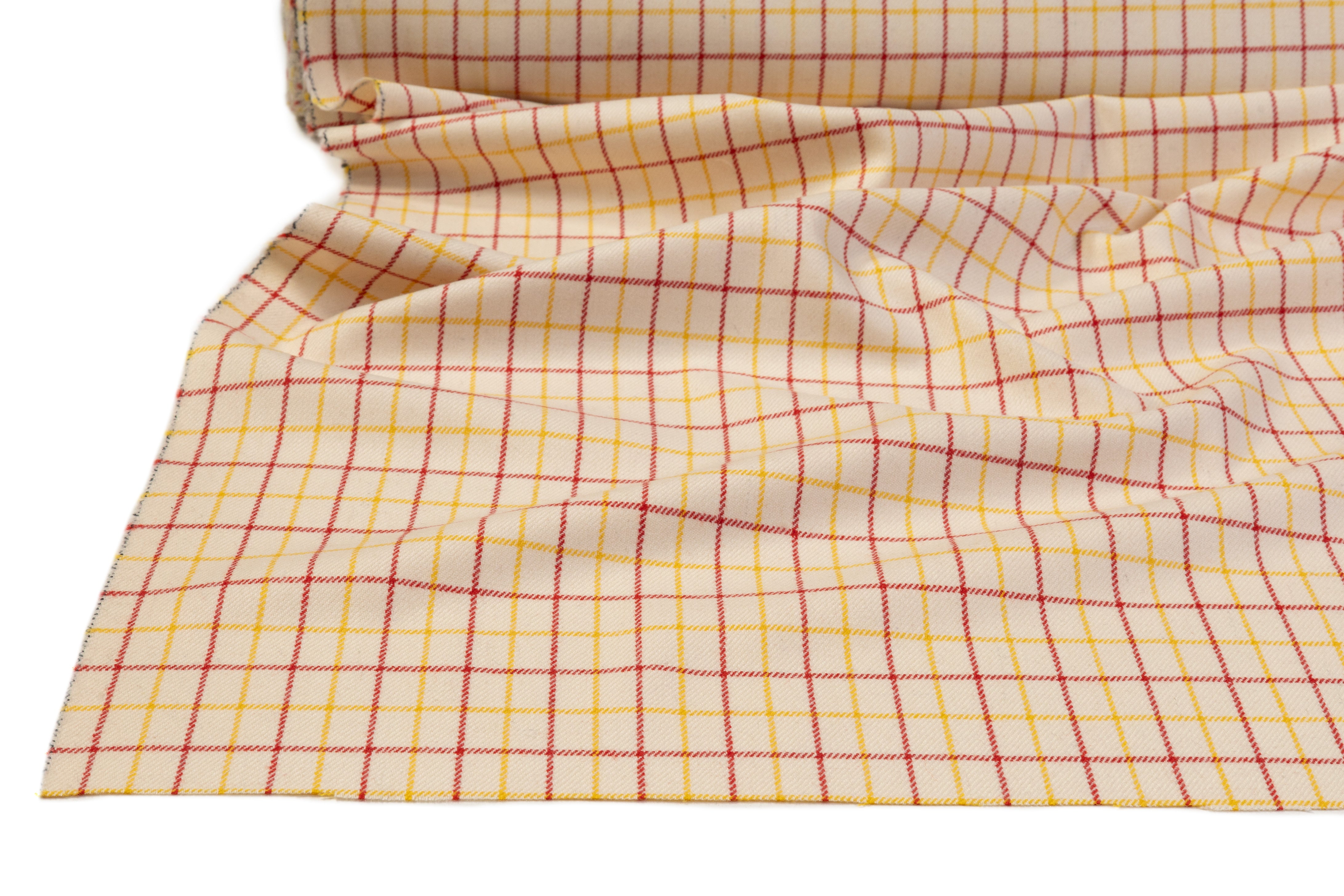Checked Italian Wool - Ivory / Yellow / Red