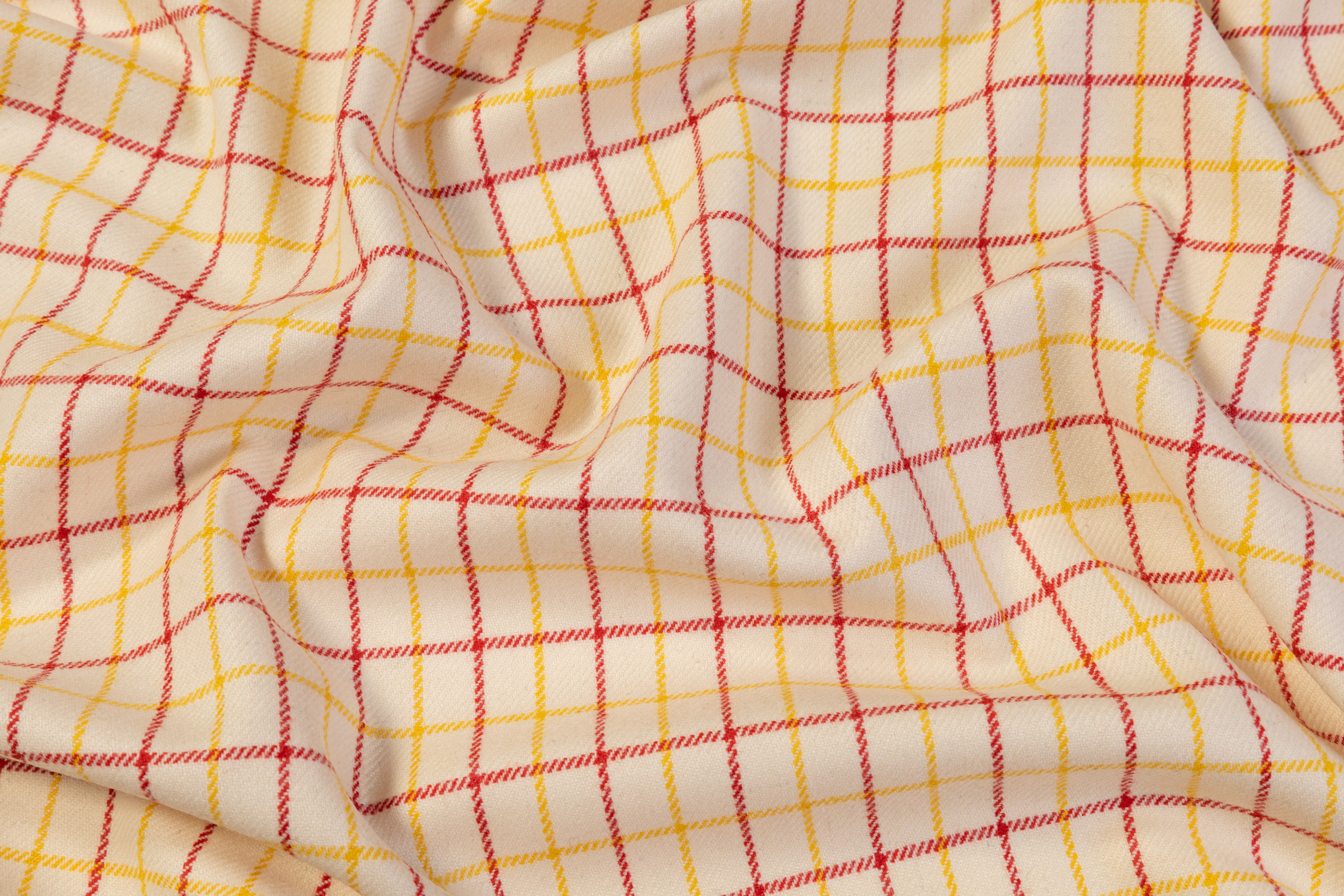 Checked Italian Wool - Ivory / Yellow / Red