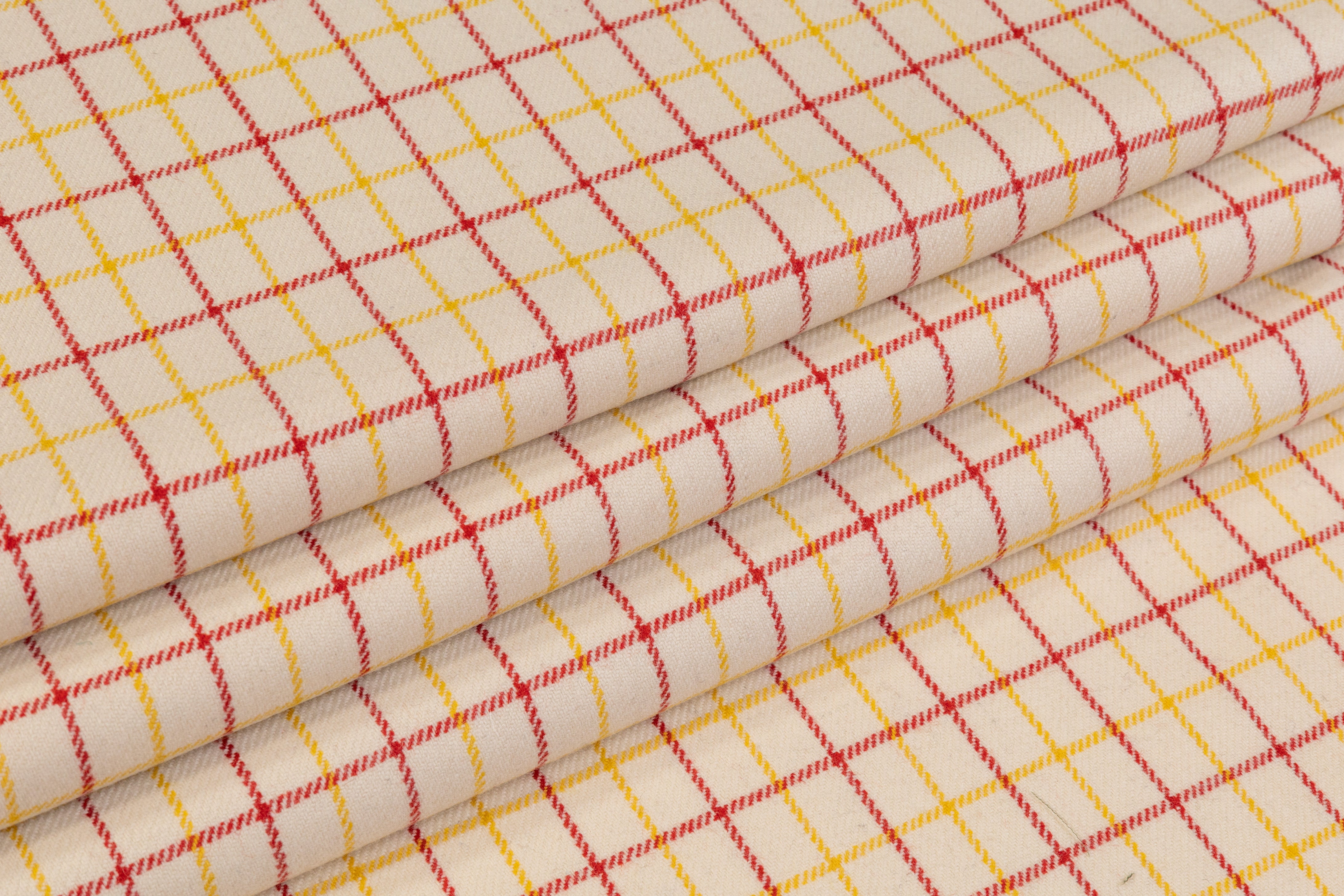 Checked Italian Wool - Ivory / Yellow / Red