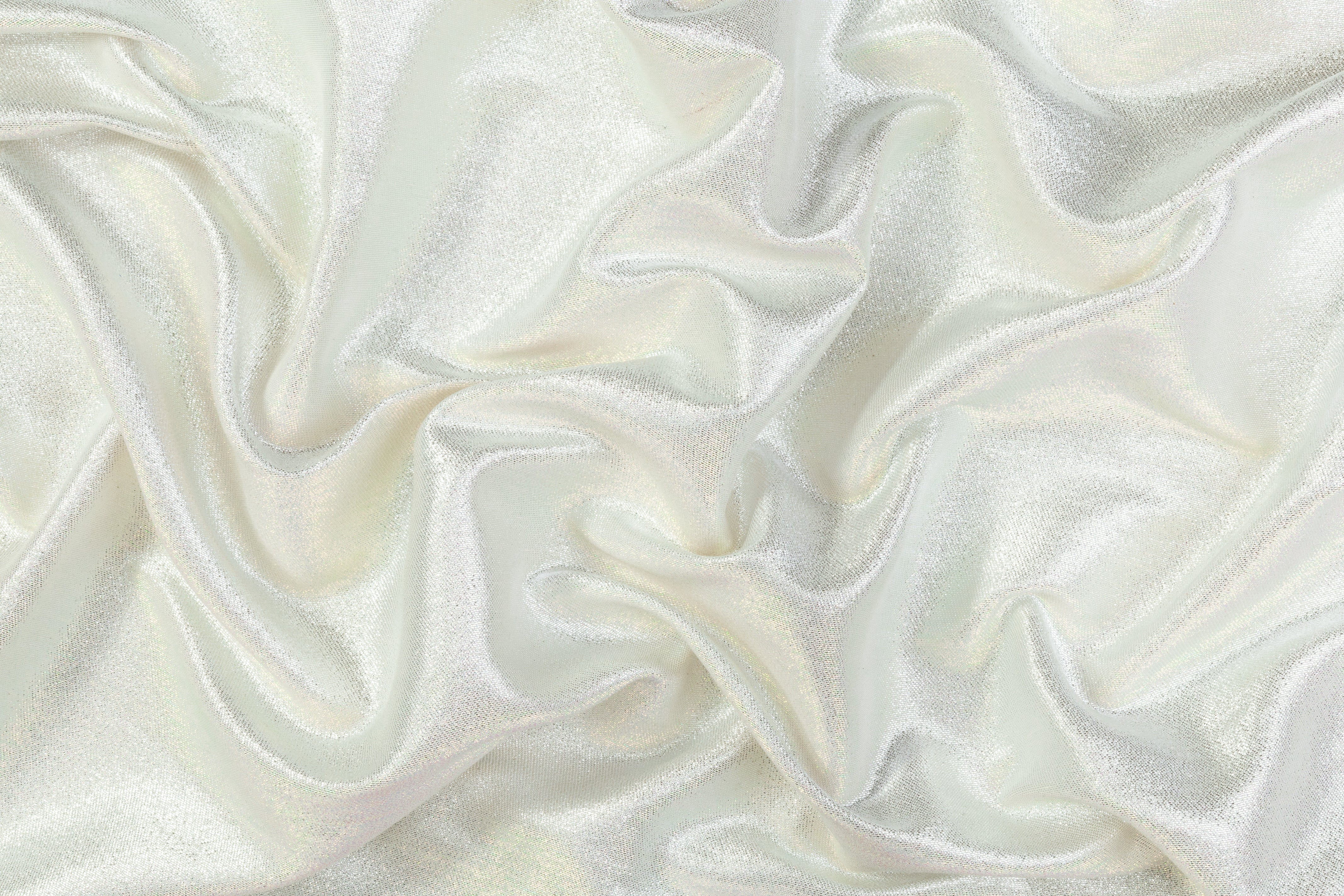 Iridescent Metallic Brocade - Silver / Green