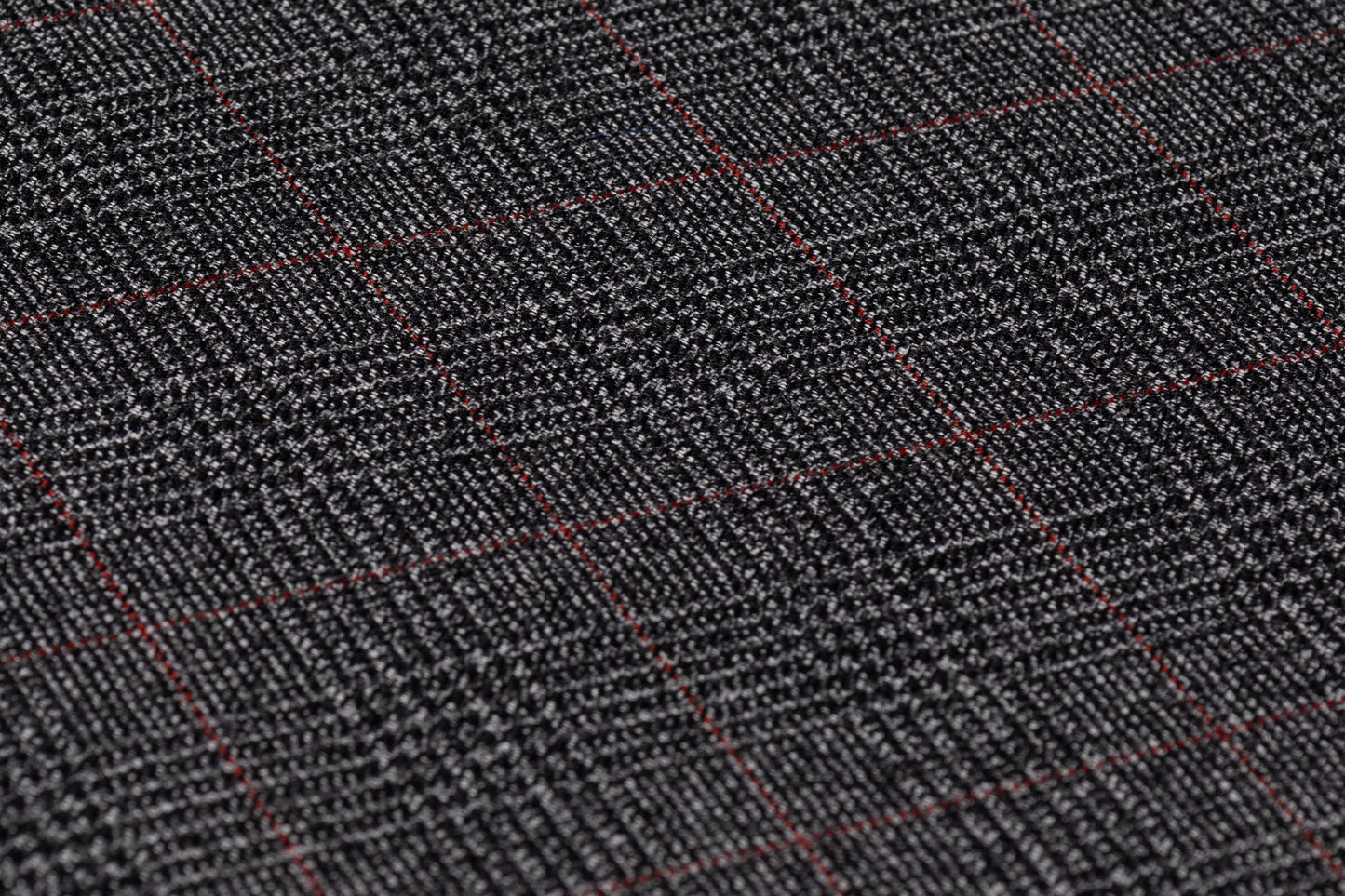 Checked Italian Wool Suiting - Charcoal Gray / Red