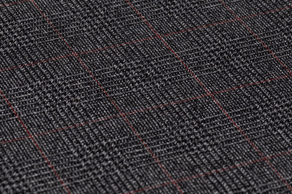 Checked Italian Wool Suiting - Charcoal Gray / Red