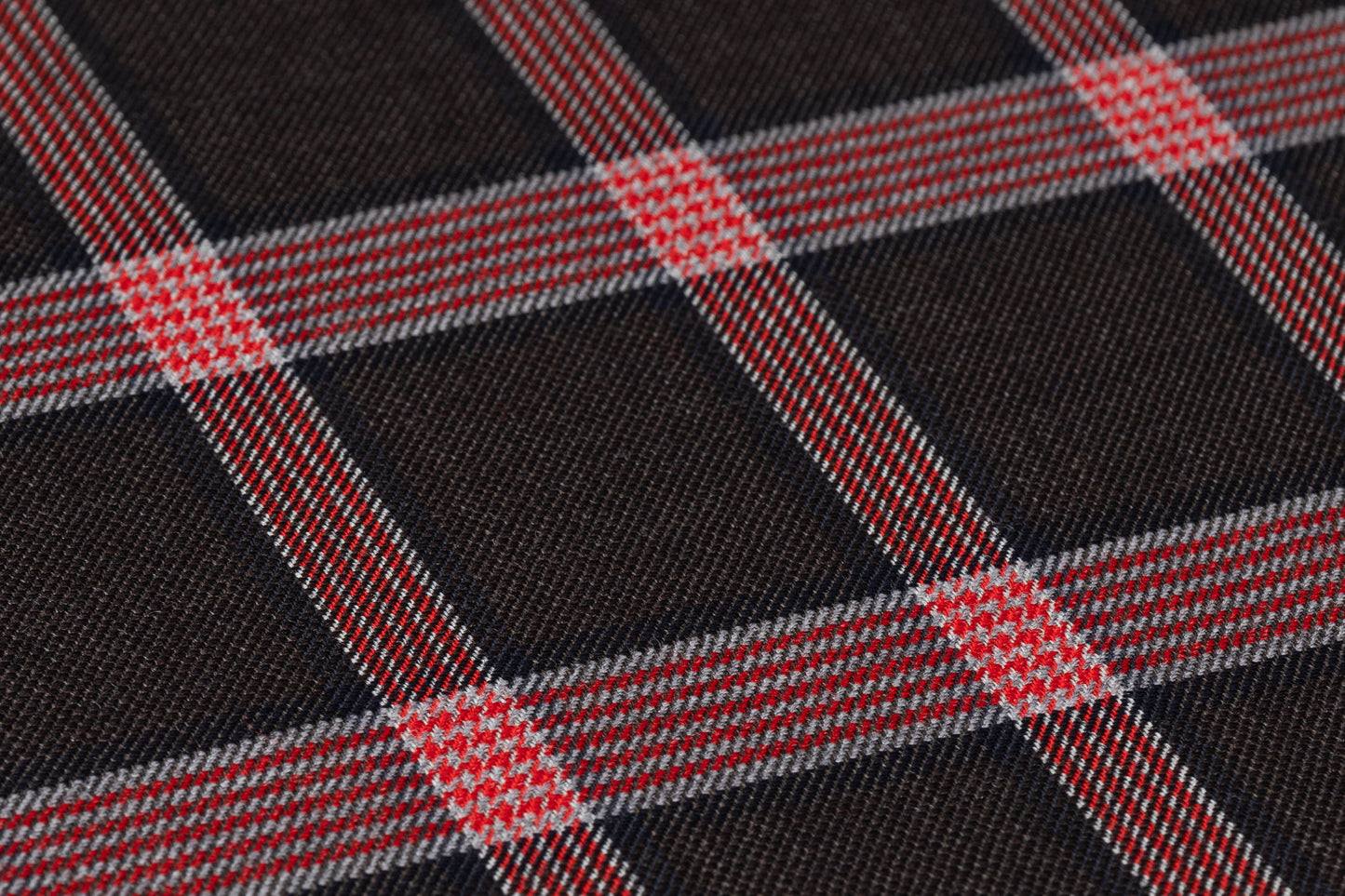 Checked Italian Stretch Wool Suiting - Brown / Navy / Red