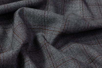 Guabello - Checked Italian Wool Suiting - Gray / Brown