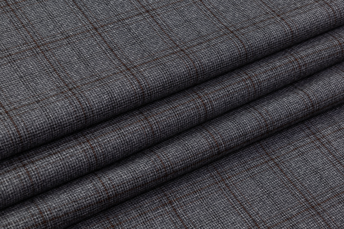 Guabello - Checked Italian Wool Suiting - Gray / Brown