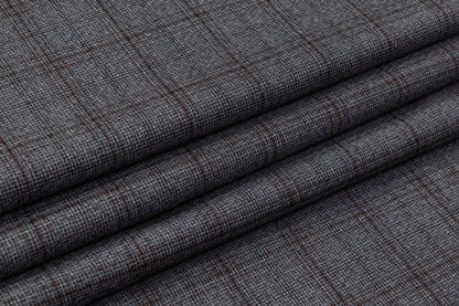 Guabello - Checked Italian Wool Suiting - Gray / Brown