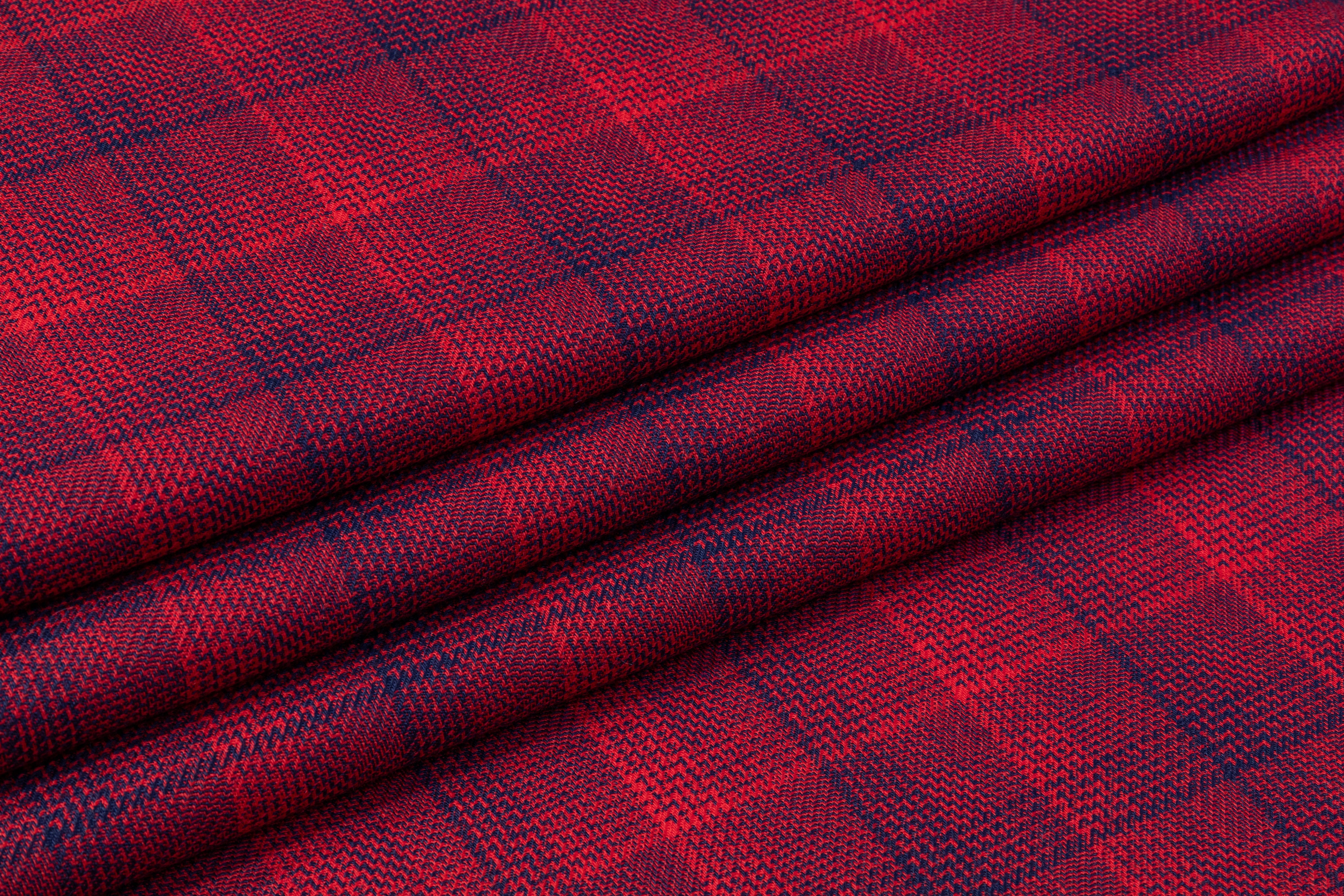 Checked Italian Wool Suiting - Red / Navy
