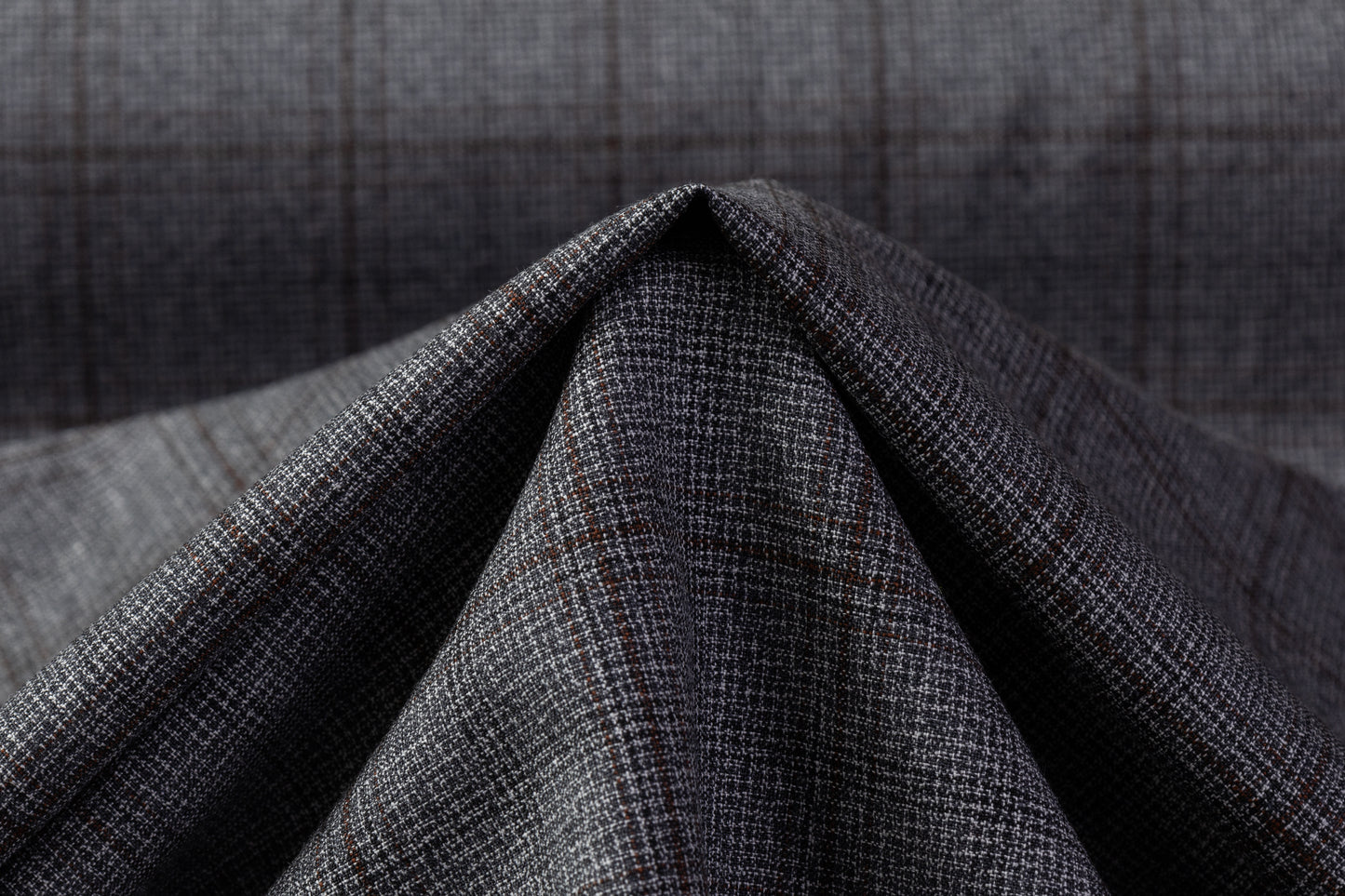Guabello - Checked Italian Wool Suiting - Gray / Brown