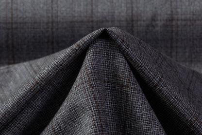 Guabello - Checked Italian Wool Suiting - Gray / Brown