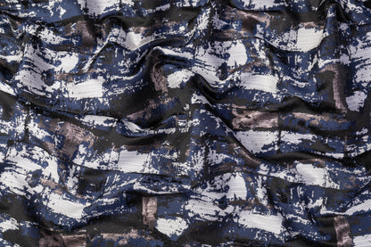 Abstract Metallic Brocade - Blue / Gray / Black