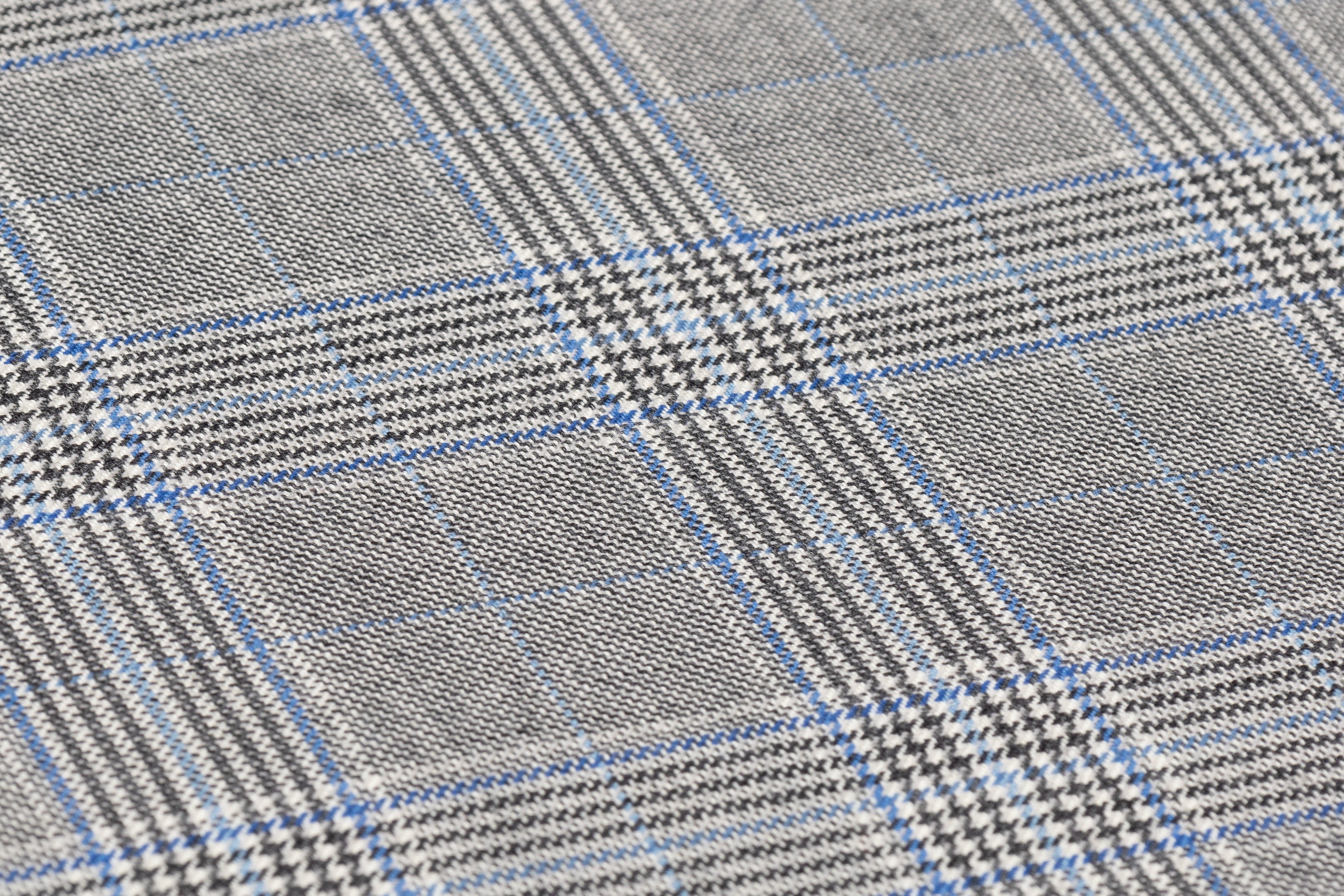 Glen Check Italian Wool Suiting - Gray / Blue