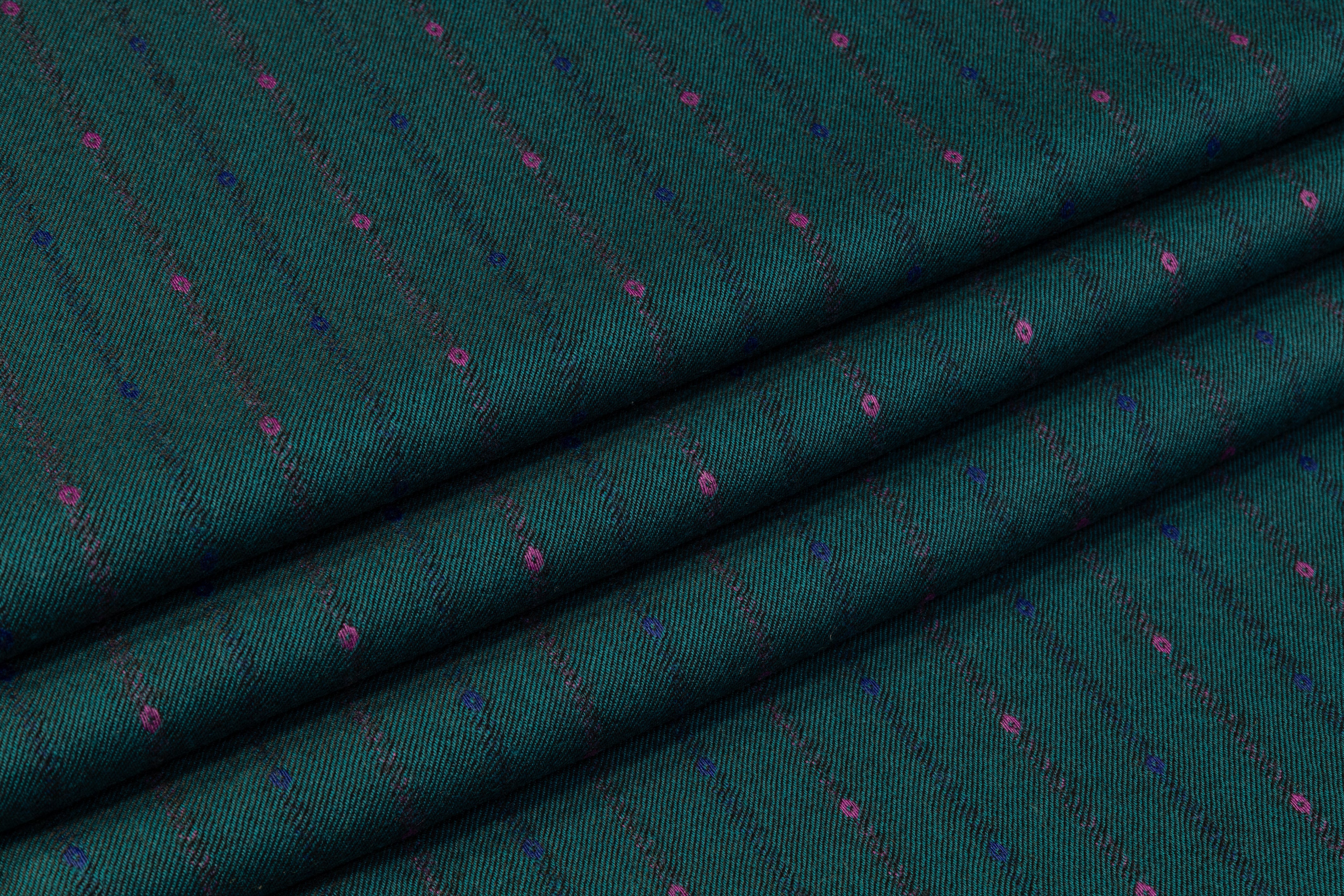 Striped Italian Wool Suiting - Teal