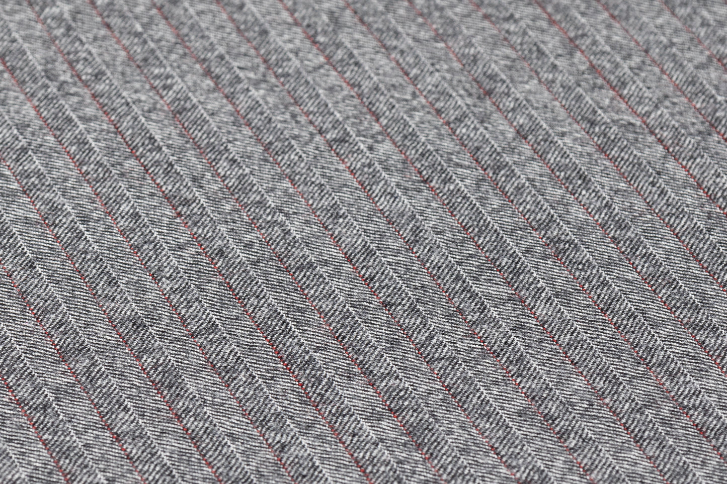 Italian Herringbone Wool Suiting - Gray / Red
