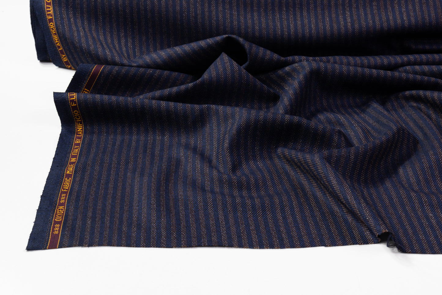 Cerruti - Striped Italian Wool Suiting - Navy / Brown