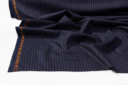Cerruti - Striped Italian Wool Suiting - Navy / Brown