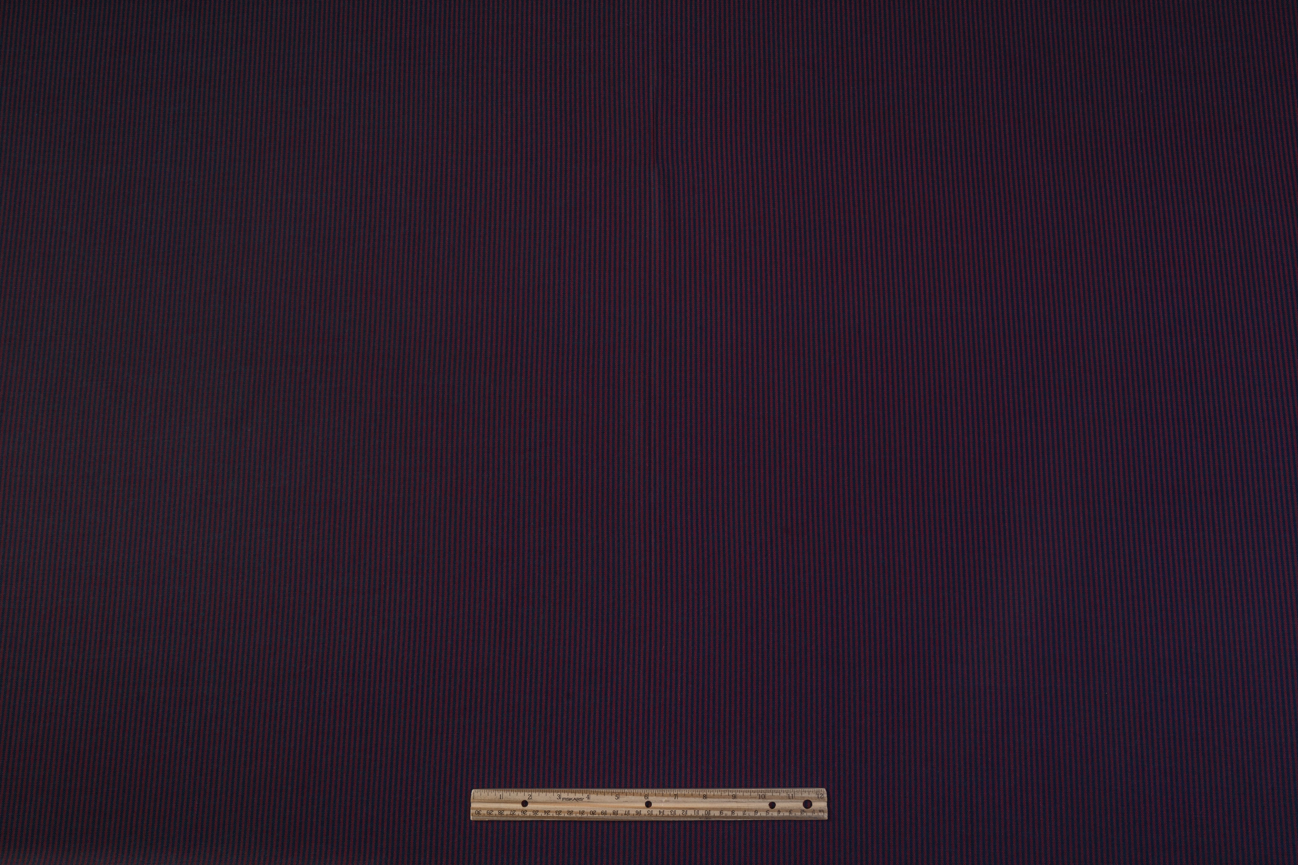 Striped Italian Wool Acetate Twill Suiting - Red / Navy