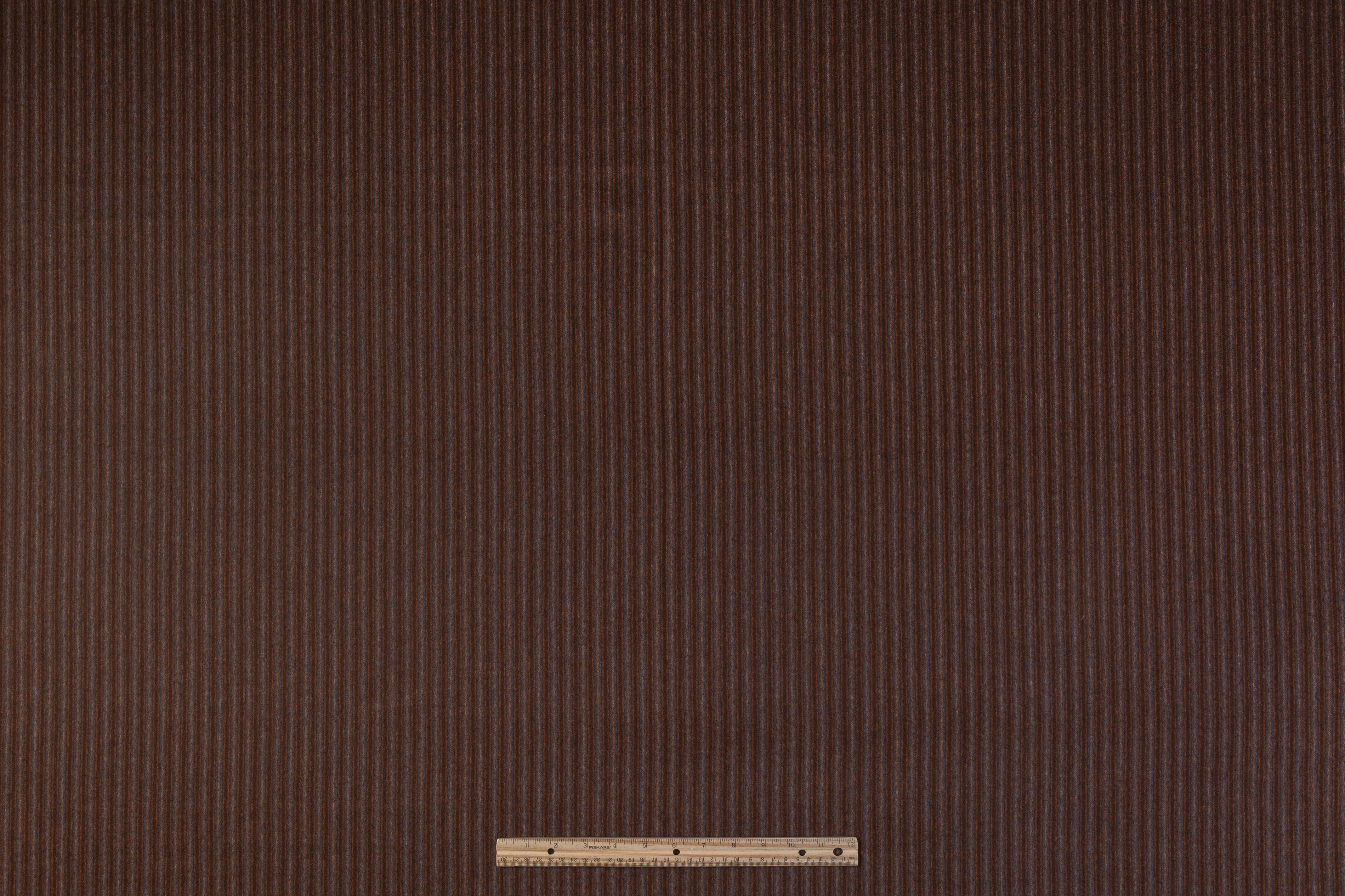 Striped Italian Wool Nylon Flannel - Brown / Blue