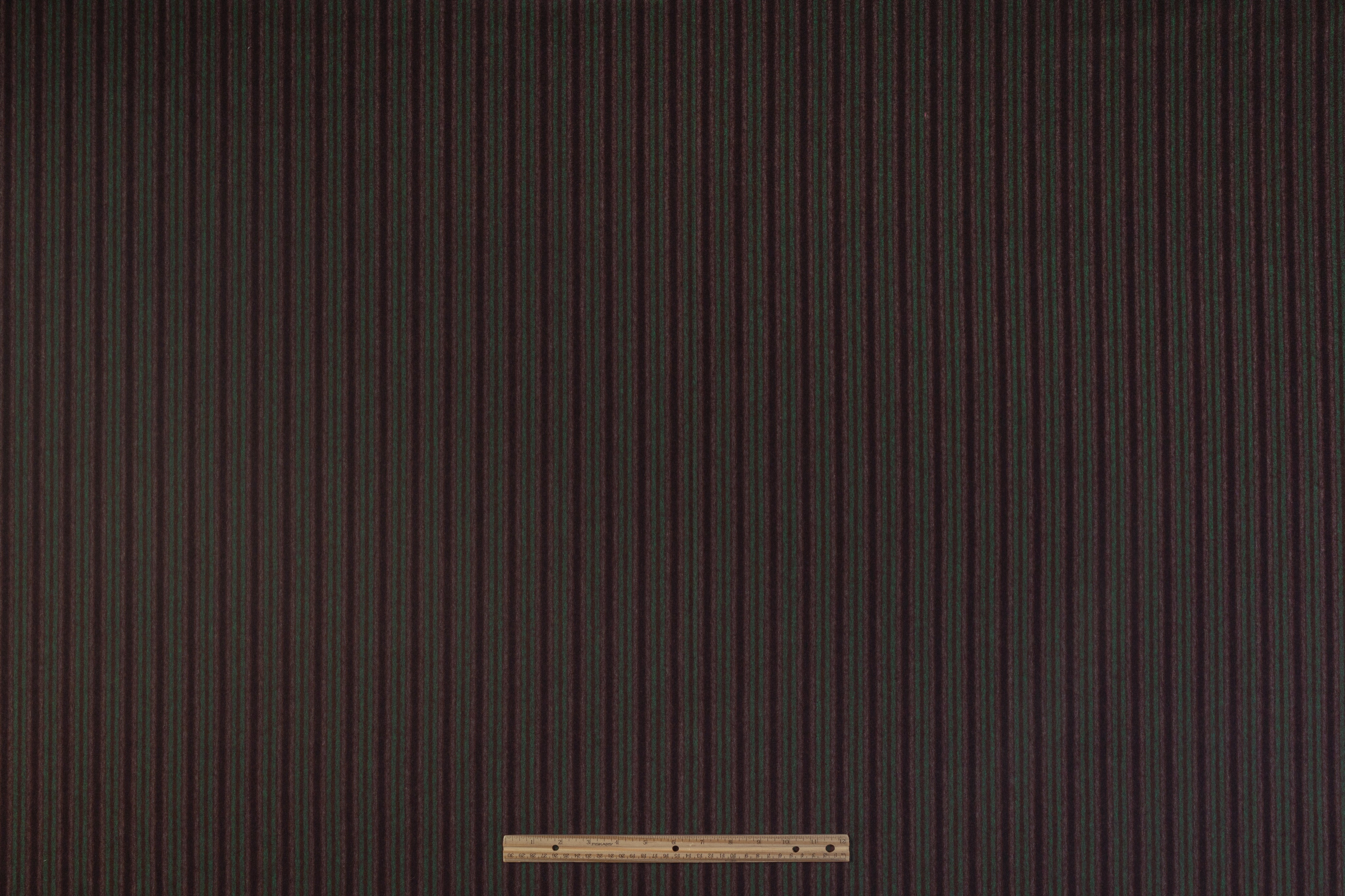 Striped Italian Wool Nylon Flannel - Green / Dark Brown