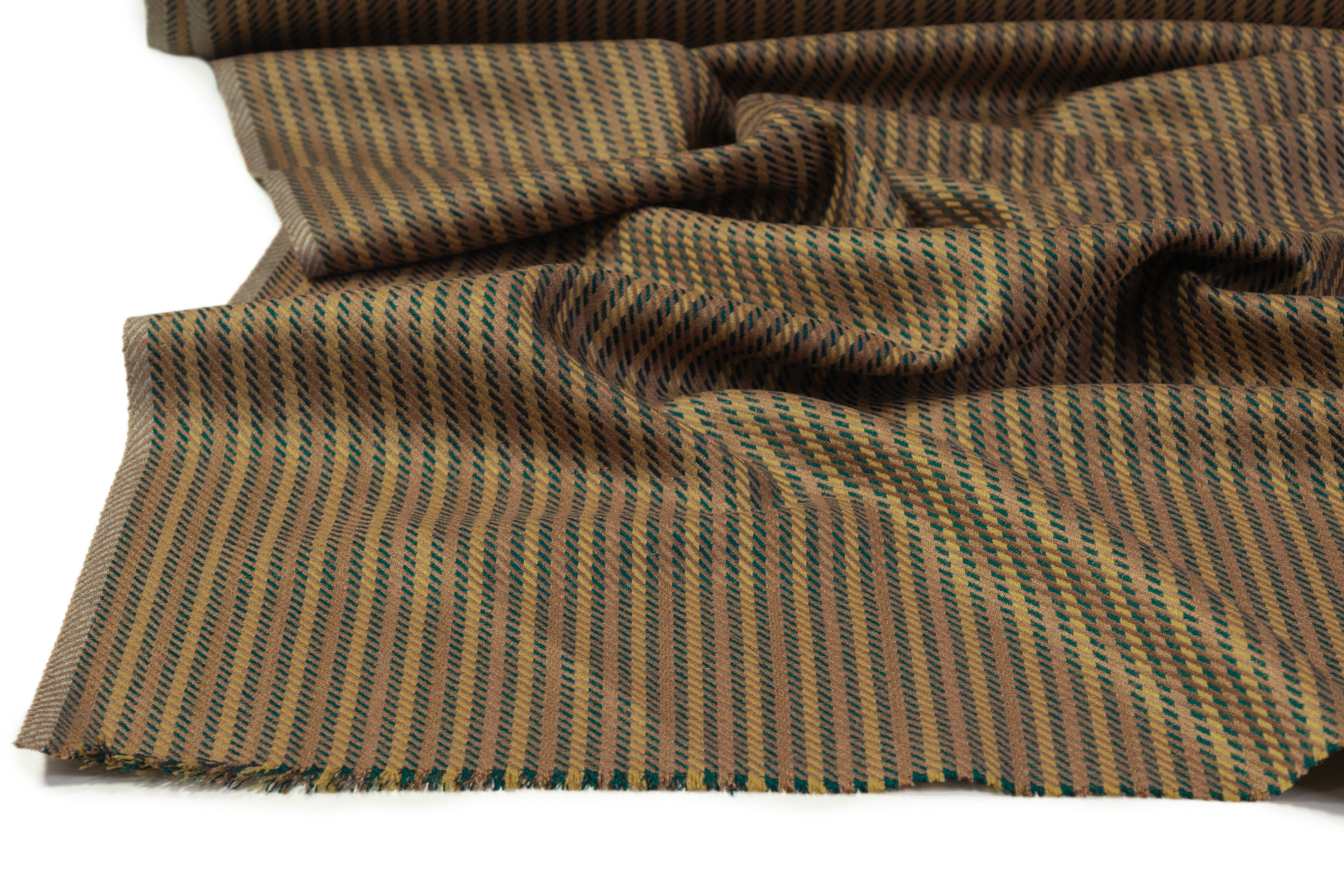 Striped Italian Wool Nylon Blend - Brown / Teal