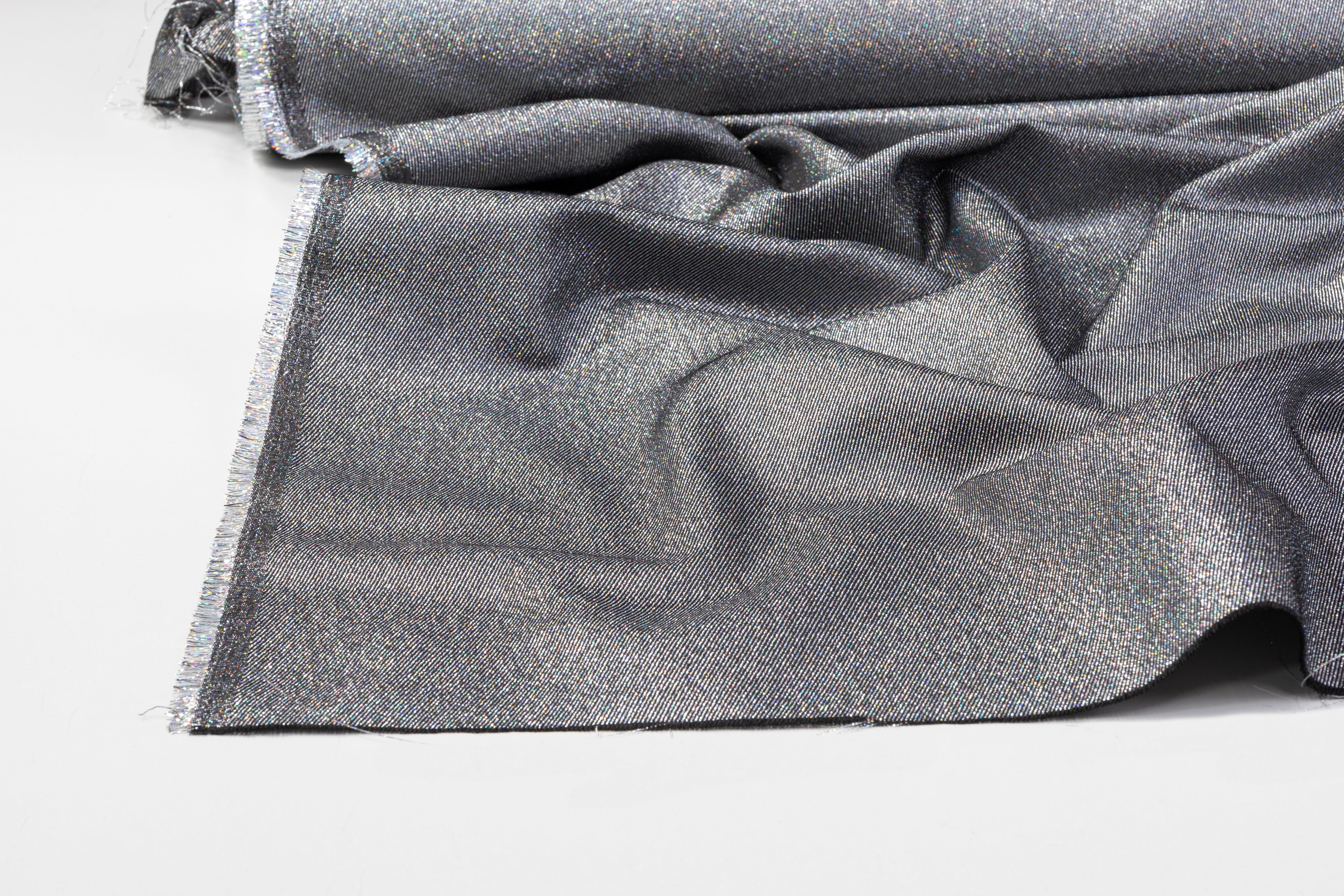 Iridescent Metallic Twill - Silver / Multicolor