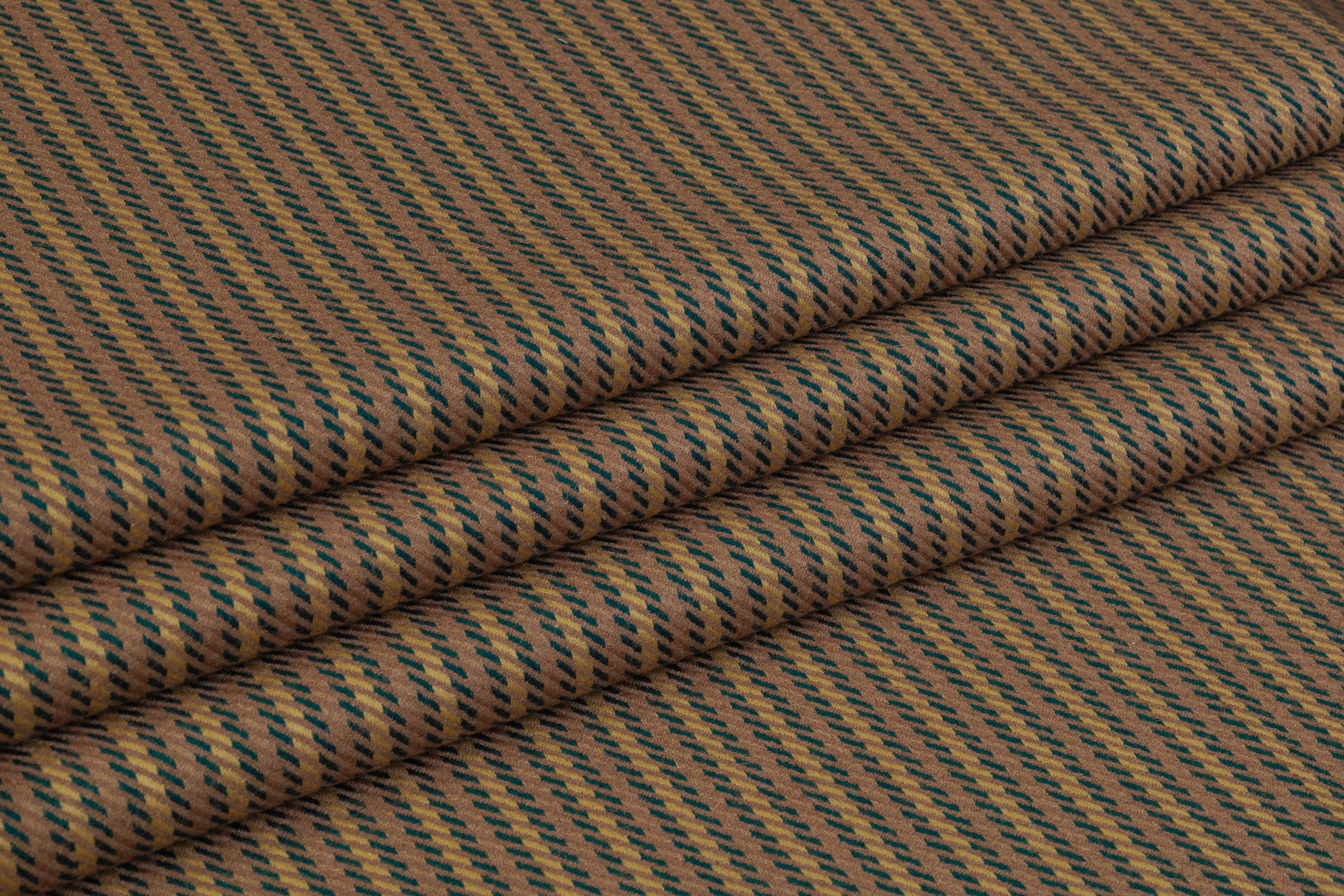 Striped Italian Wool Nylon Blend - Brown / Teal