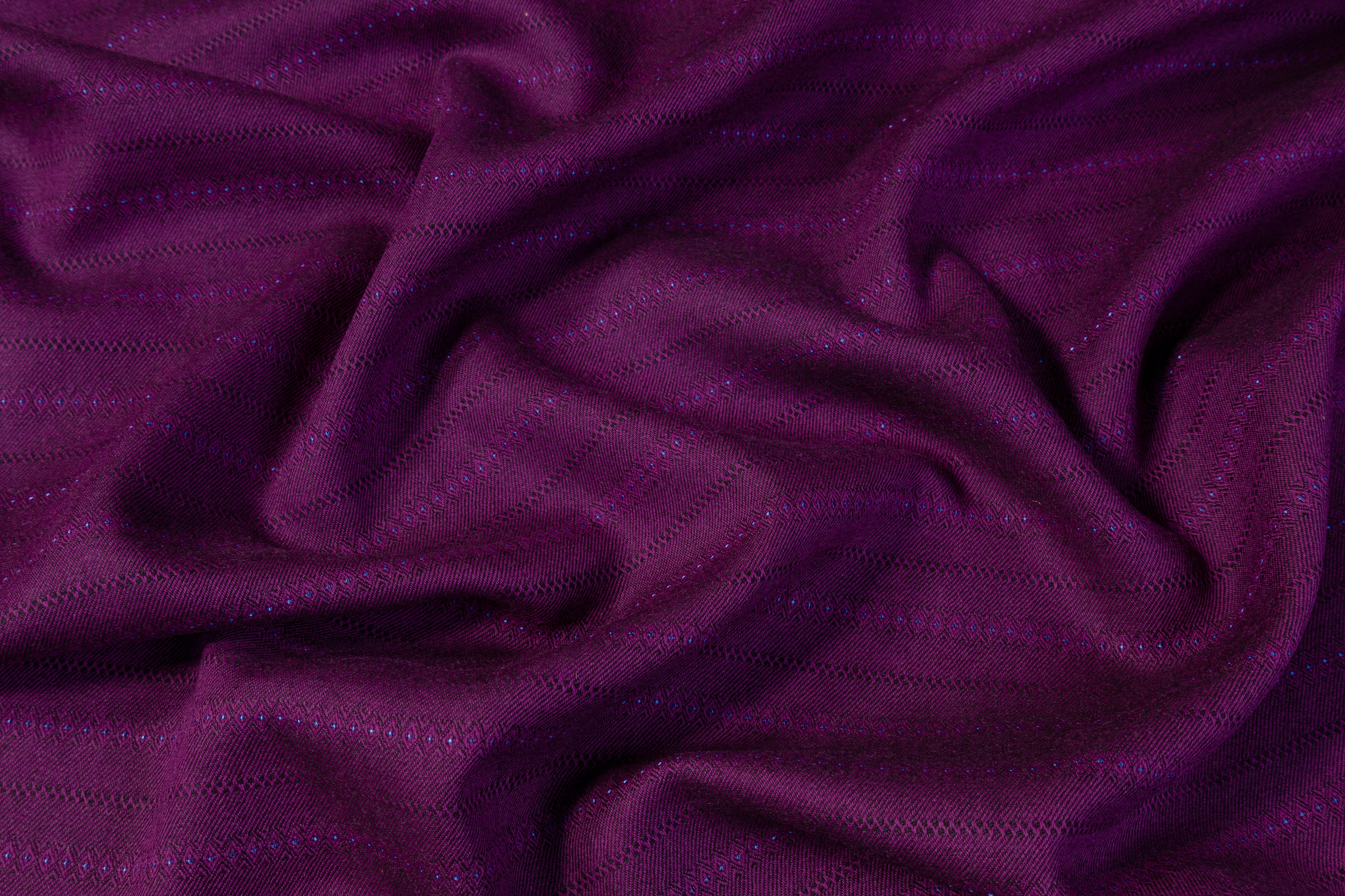 Diamond Striped Italian Wool Suiting - Purple / Blue